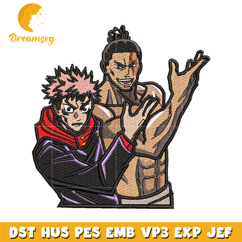Best friends embroidery design, Jujutsu embroidery