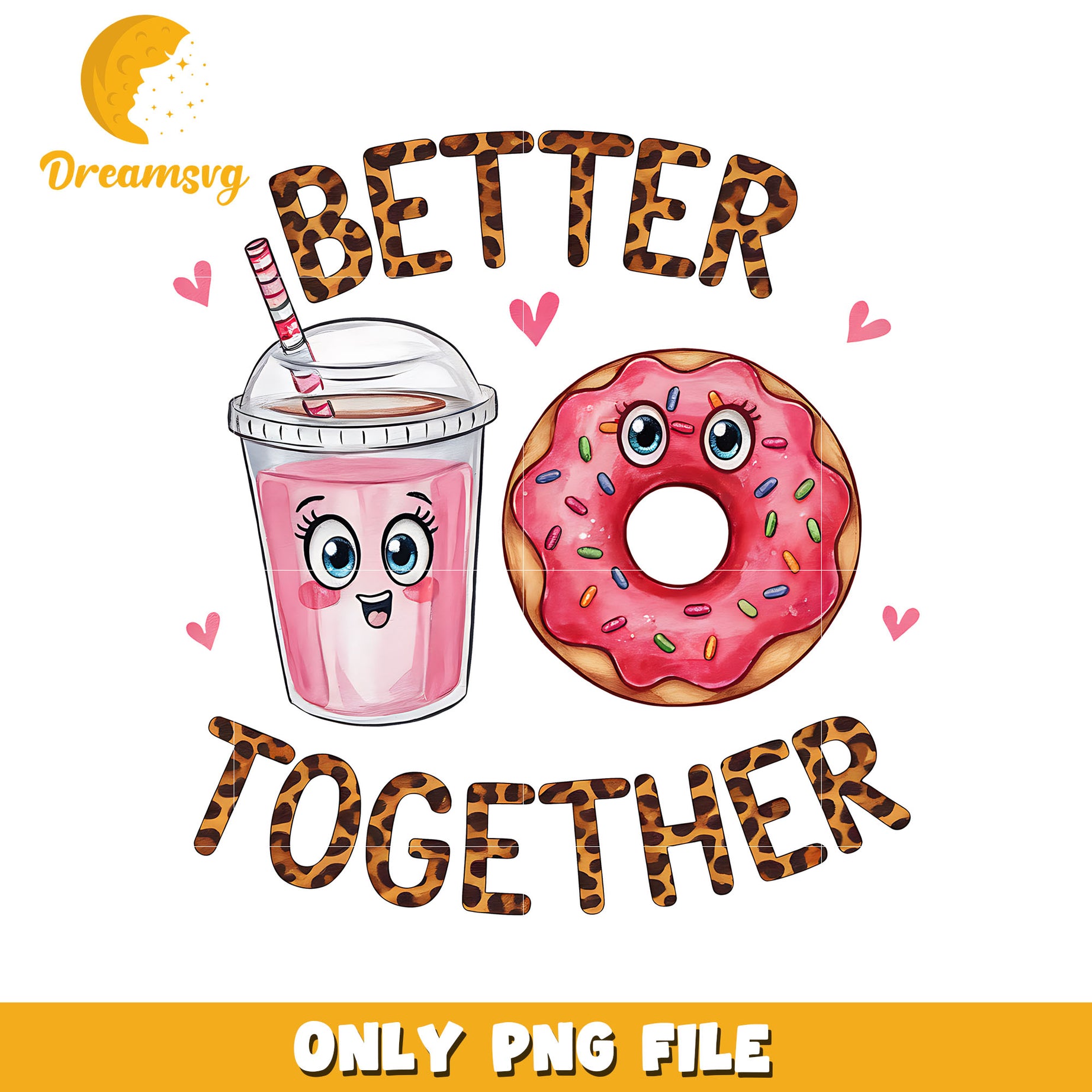 Better together coffee donut png, better together png, valentine png