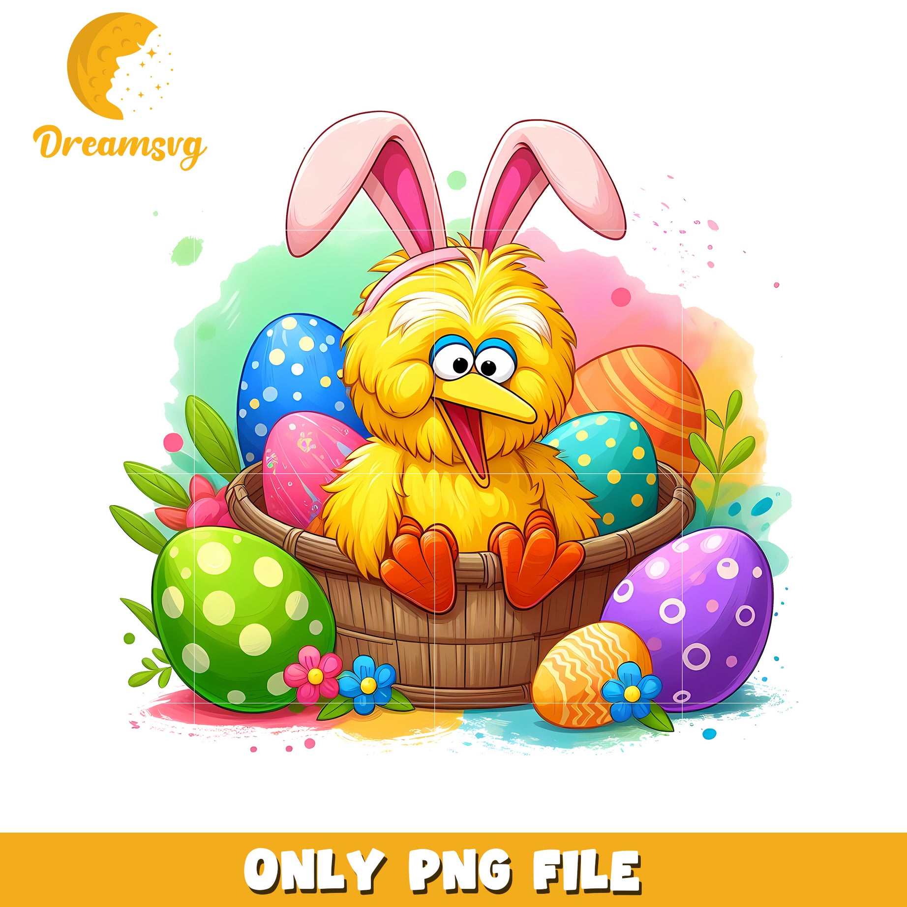 Big bird bunny easter day png, easter day png, sesame street png