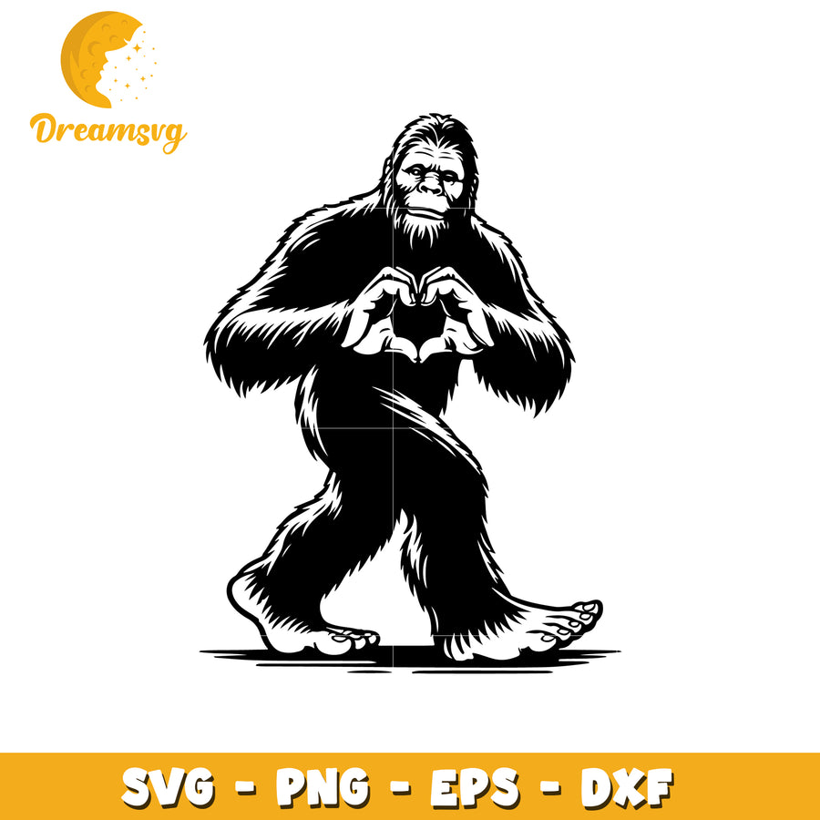 Bigfoot heart love graphic svg, bigfoot in real live svg, bigfoot svg