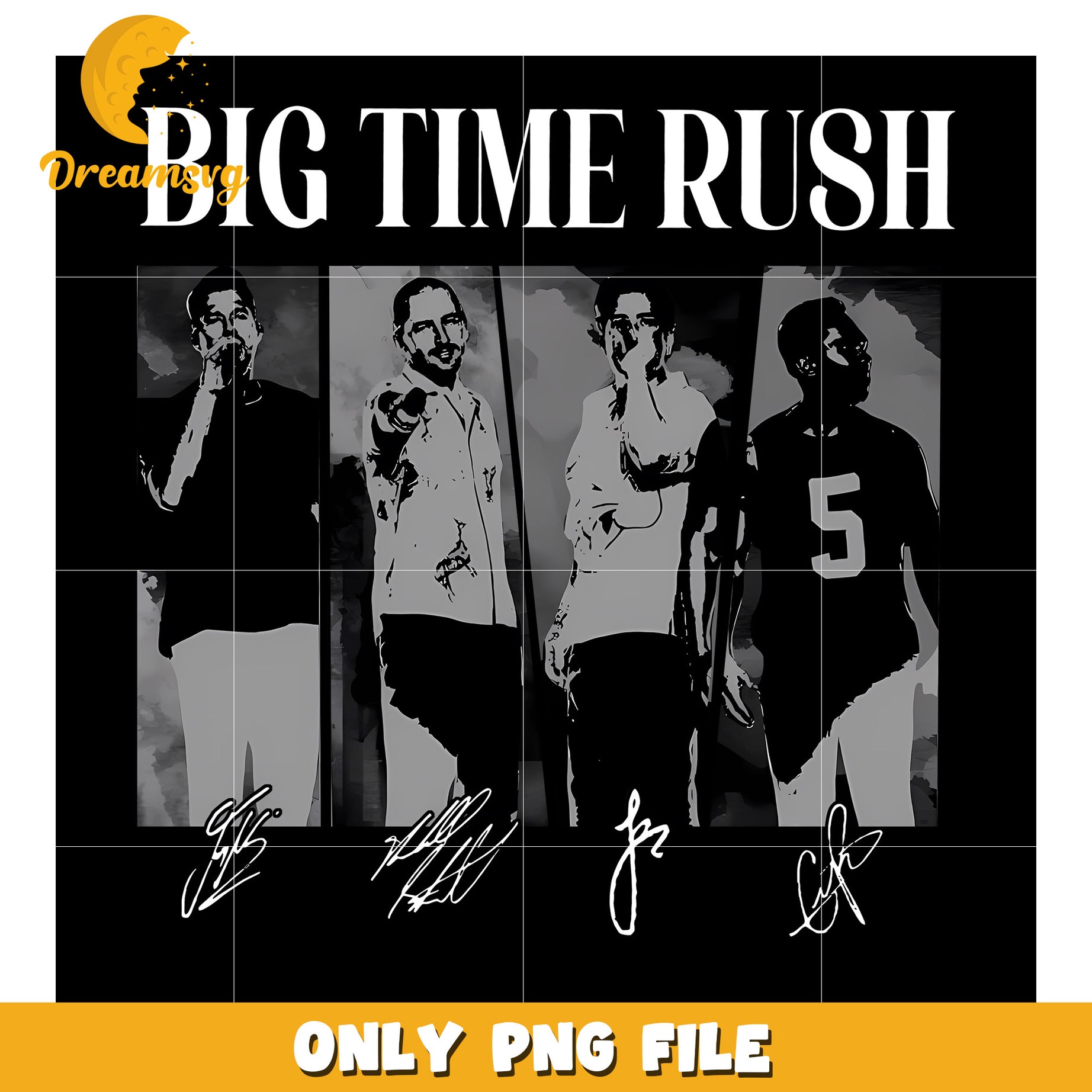 Big time rush black and white png, btr monochrome png, boy band grayscale png