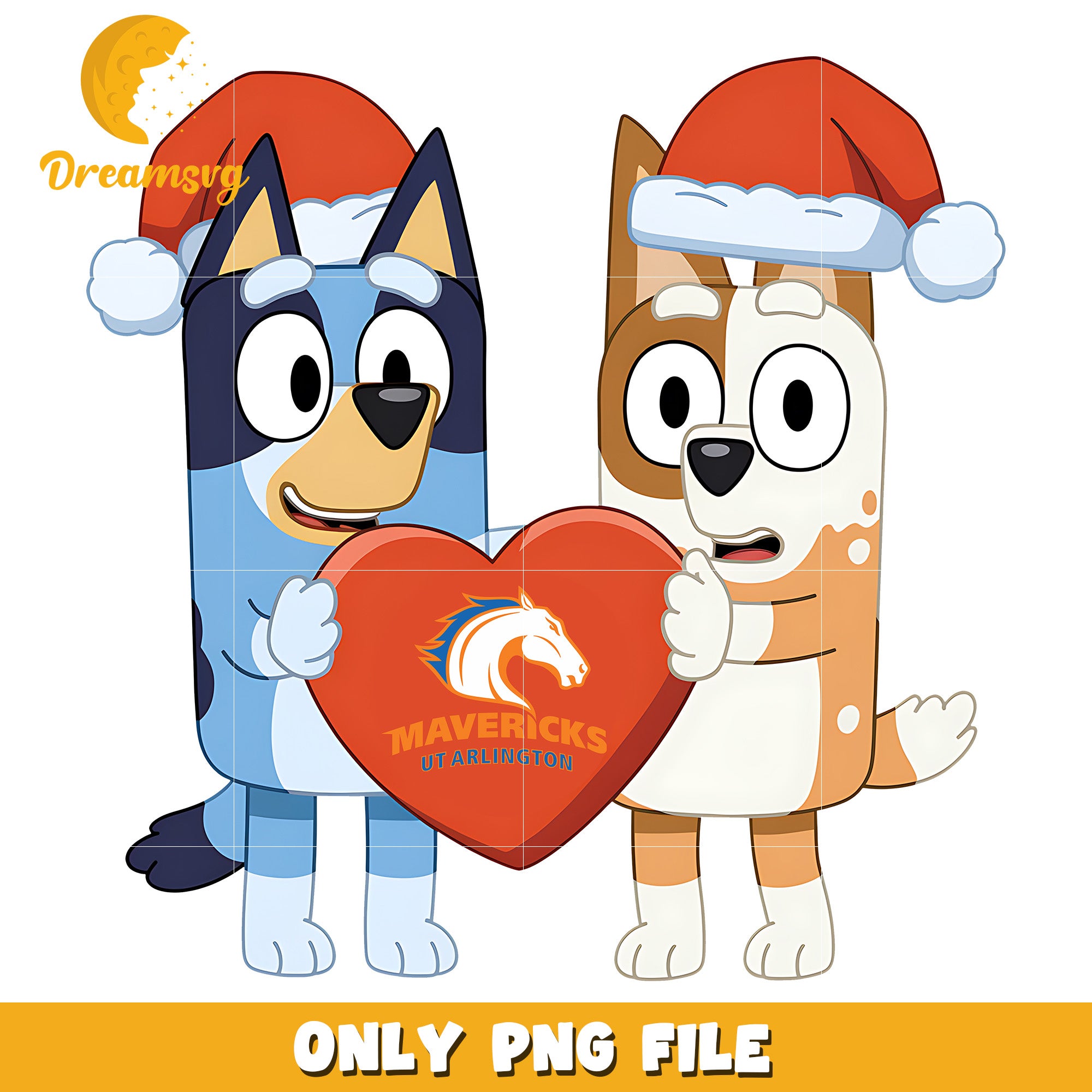 Bingo Bluey logo heart png, Texas Arlington Mavericks png, ncaa png