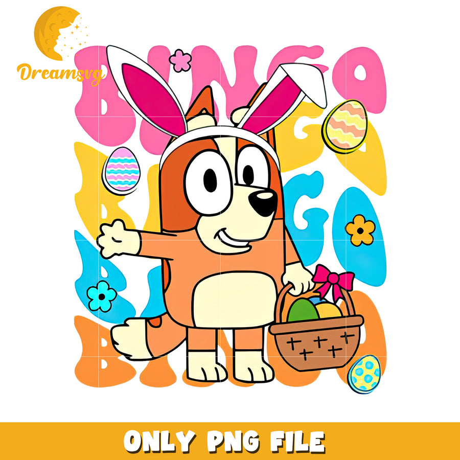 Bingo Easter Bunny PNG Cartoon Dog with Eggs