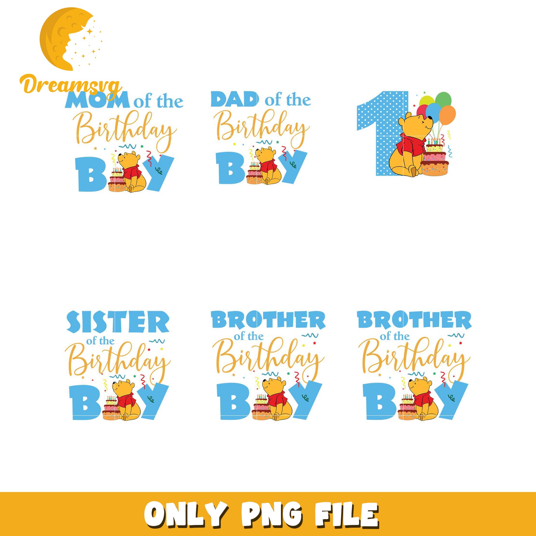 Birthday Boy PNG Bundle Mom, Dad, Sibling Designs