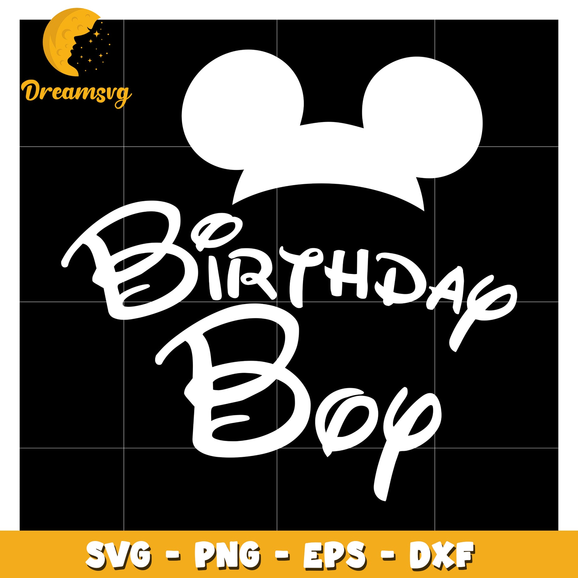 Birthday Boy SVG Design with Mickey Mouse Ears for Parties