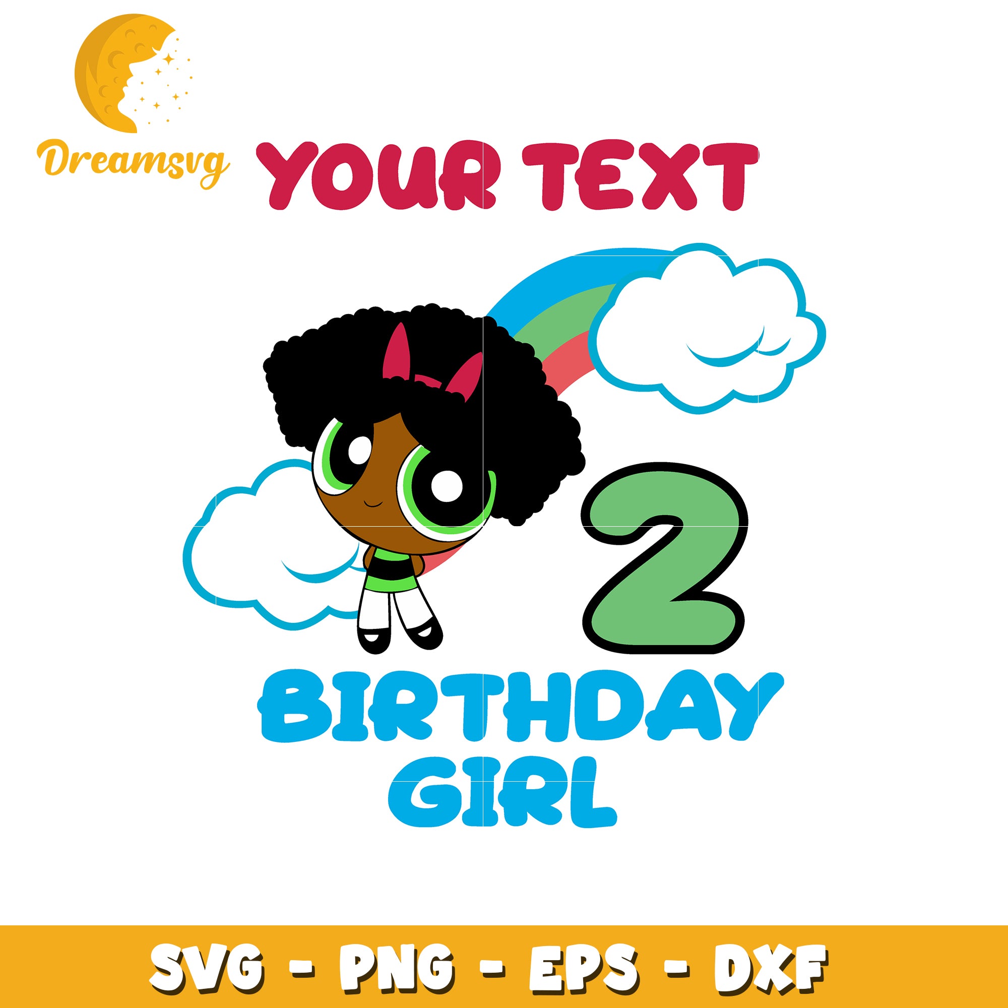 Birthday Girl 2nd Birthday Celebration SVG Design for Custom Text