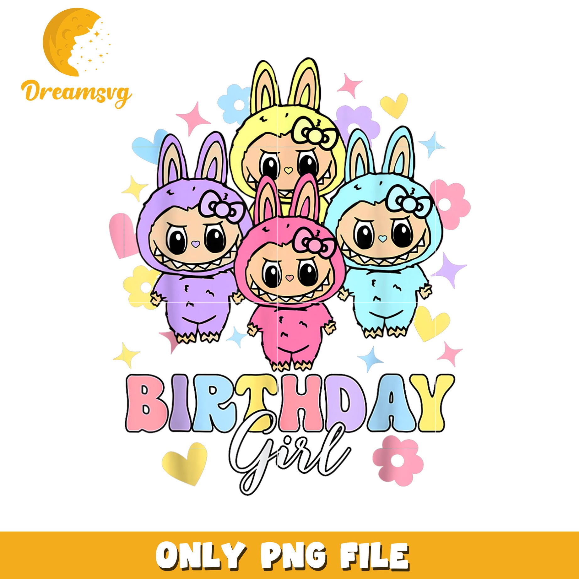Birthday Girl PNG, Cute Bunny Design, Pastel Colors