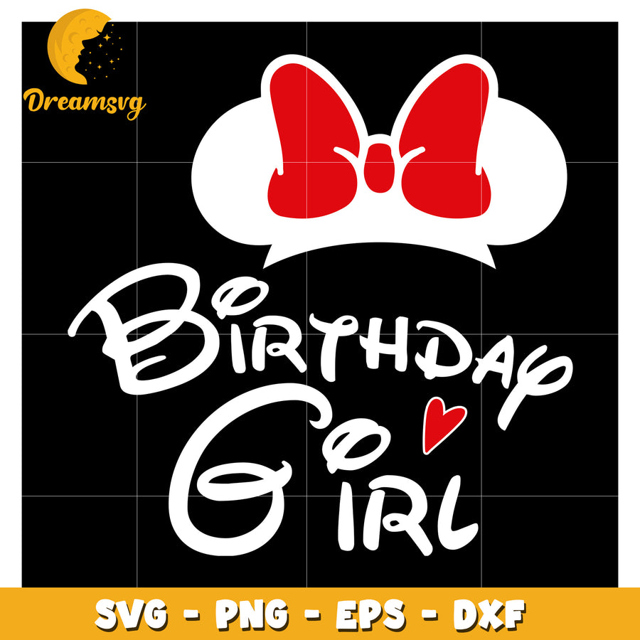 Birthday Girl SVG Cut File with Cute Bow Design for Parties