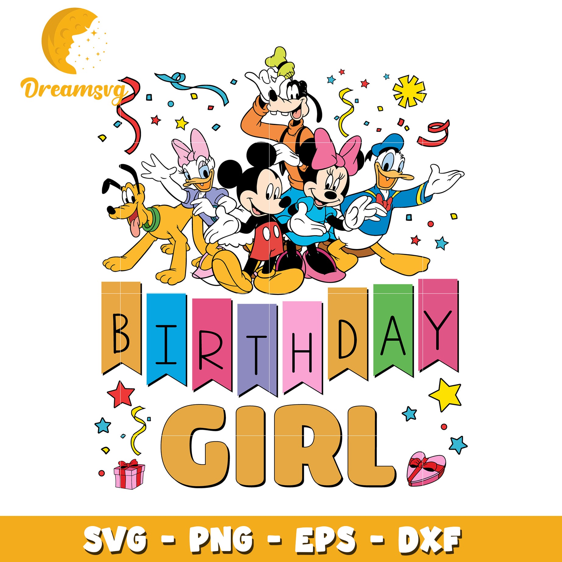 Birthday Girl SVG with Disney Characters for Fun Celebrations