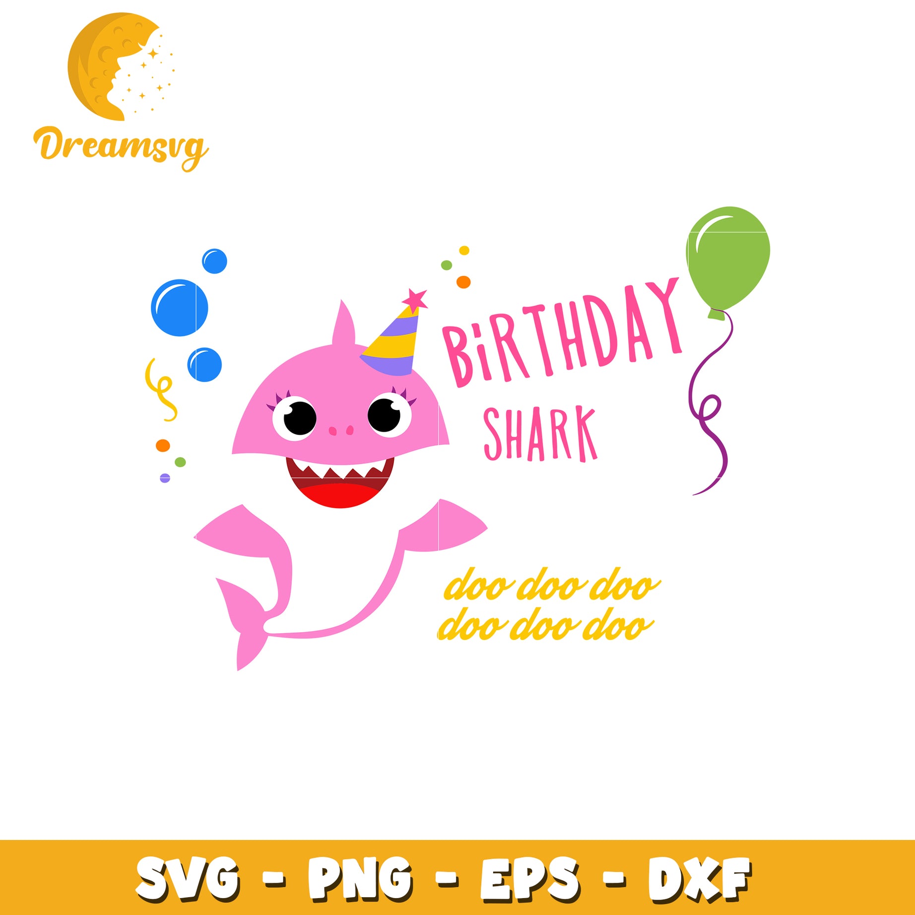Birthday Shark SVG Clipart for Fun Party Decorations and Crafts