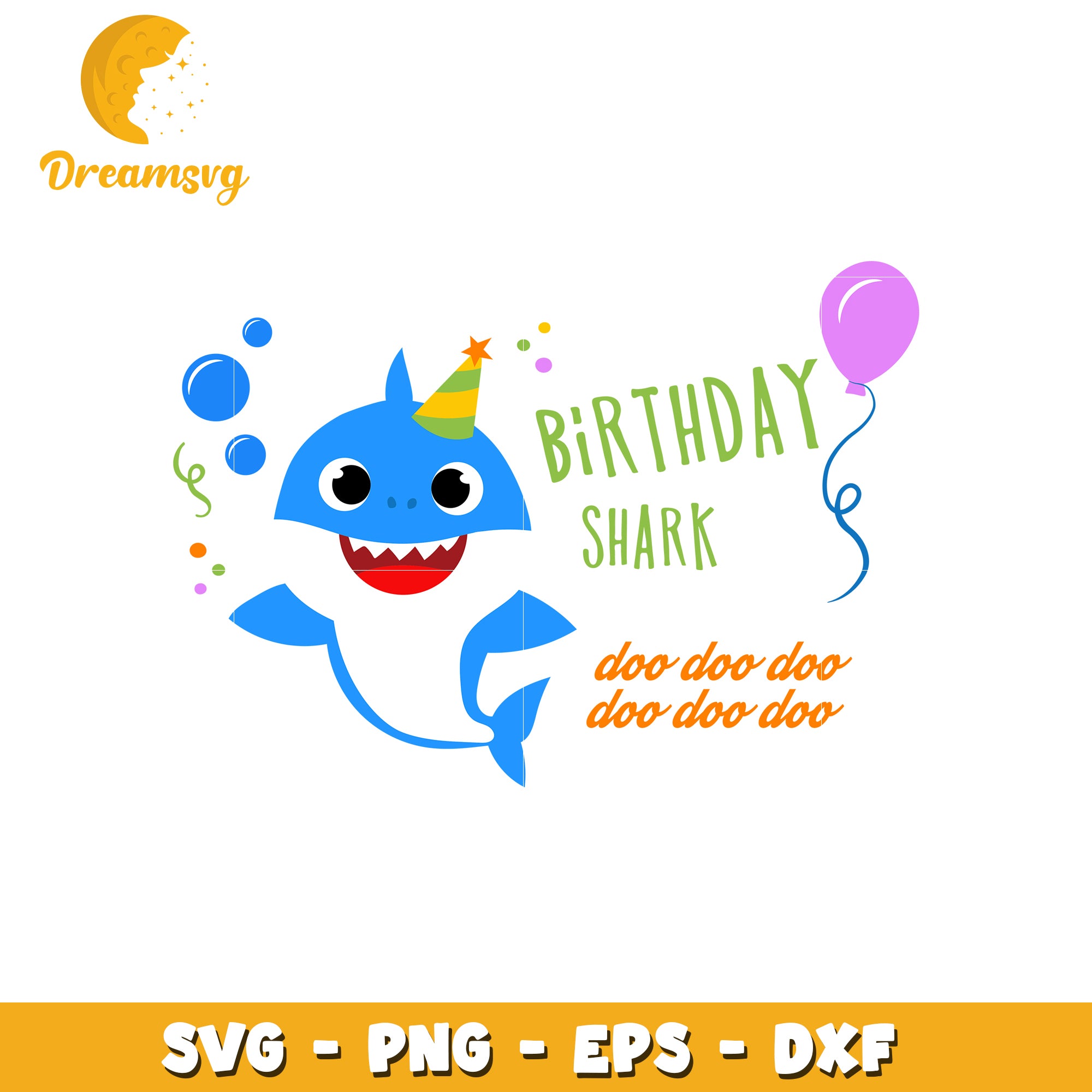 Birthday Shark SVG Cut File
