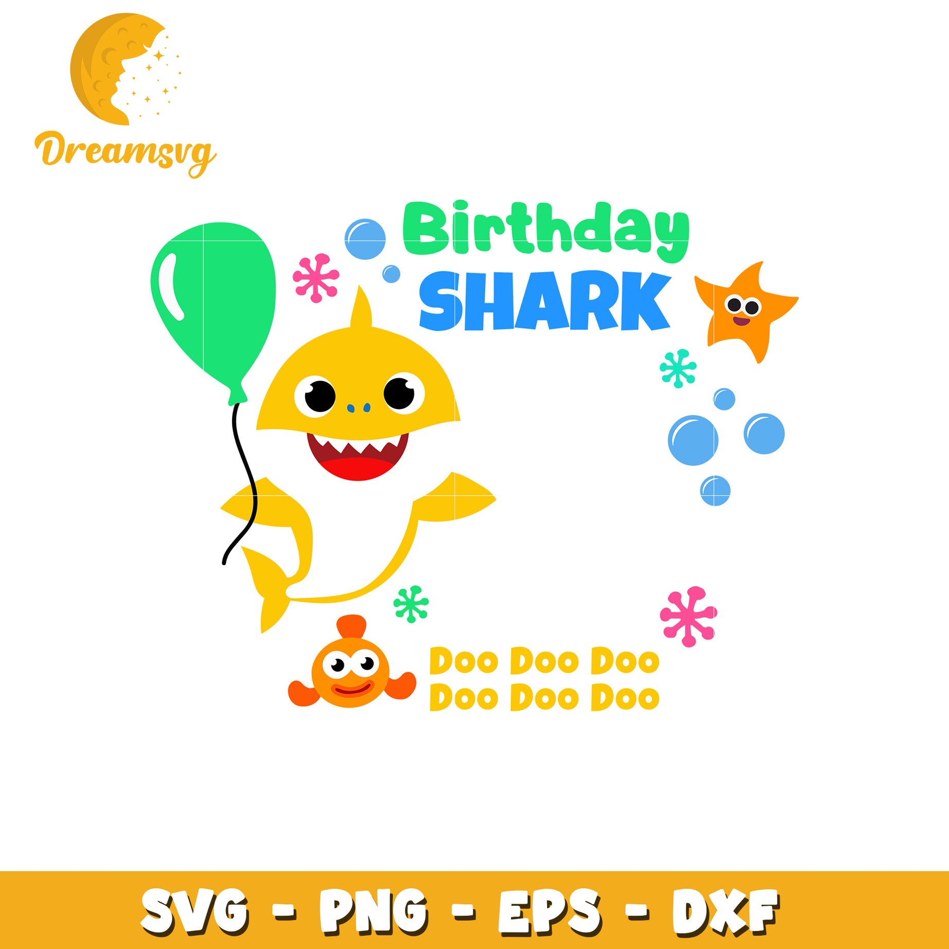Birthday Shark SVG File Cute Design for Kids Party Themes