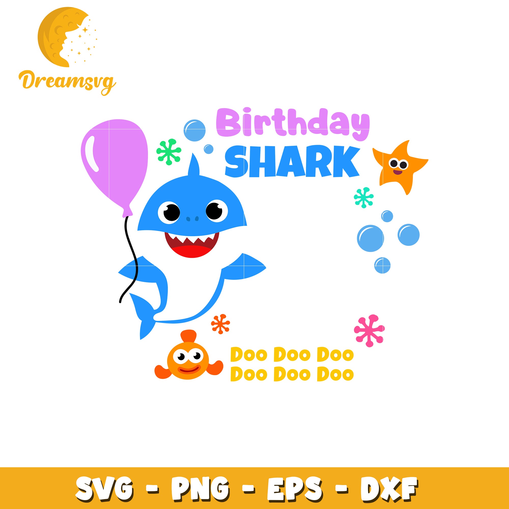 Birthday Shark SVG PNG EPS DXF
