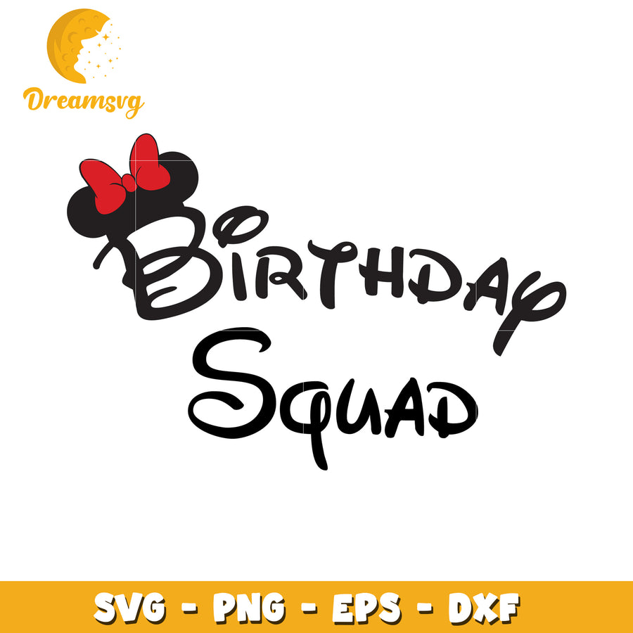 Birthday Squad SVG Design with Minnie Mouse Theme for Celebrations