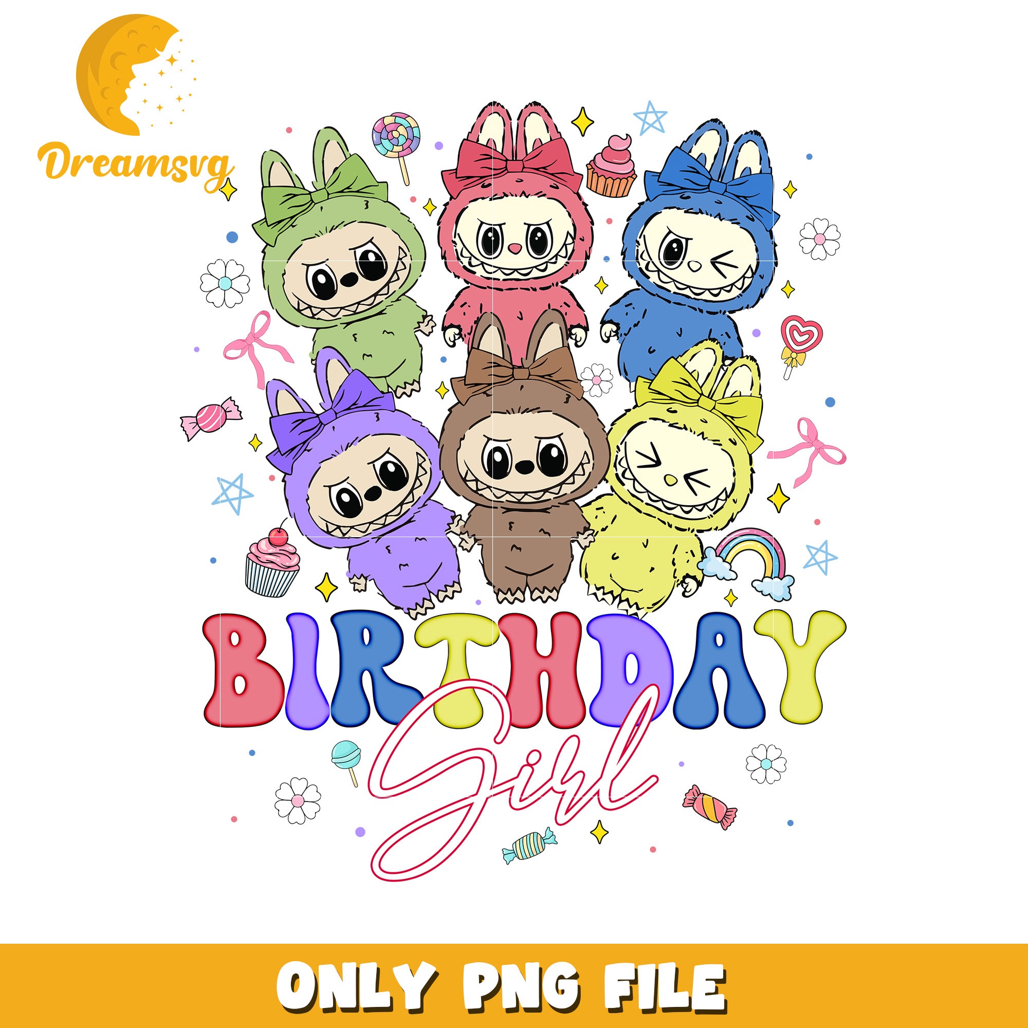Birthday girl labubu png, popmart labubu png, cute labubu png