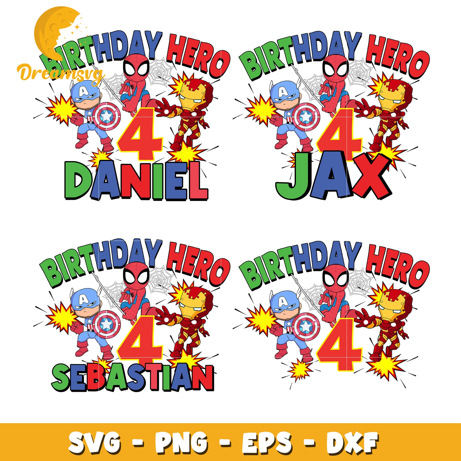 Birthday hero bundle svg, avenger characters svg, birthday svg