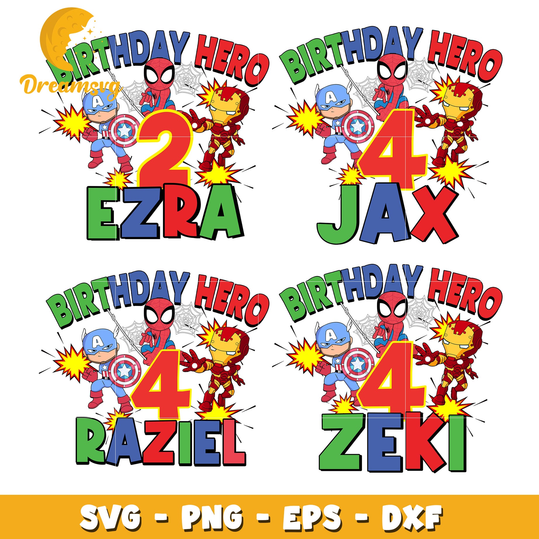 Birthday hero bundle svg, superhero characters svg, birthday svg