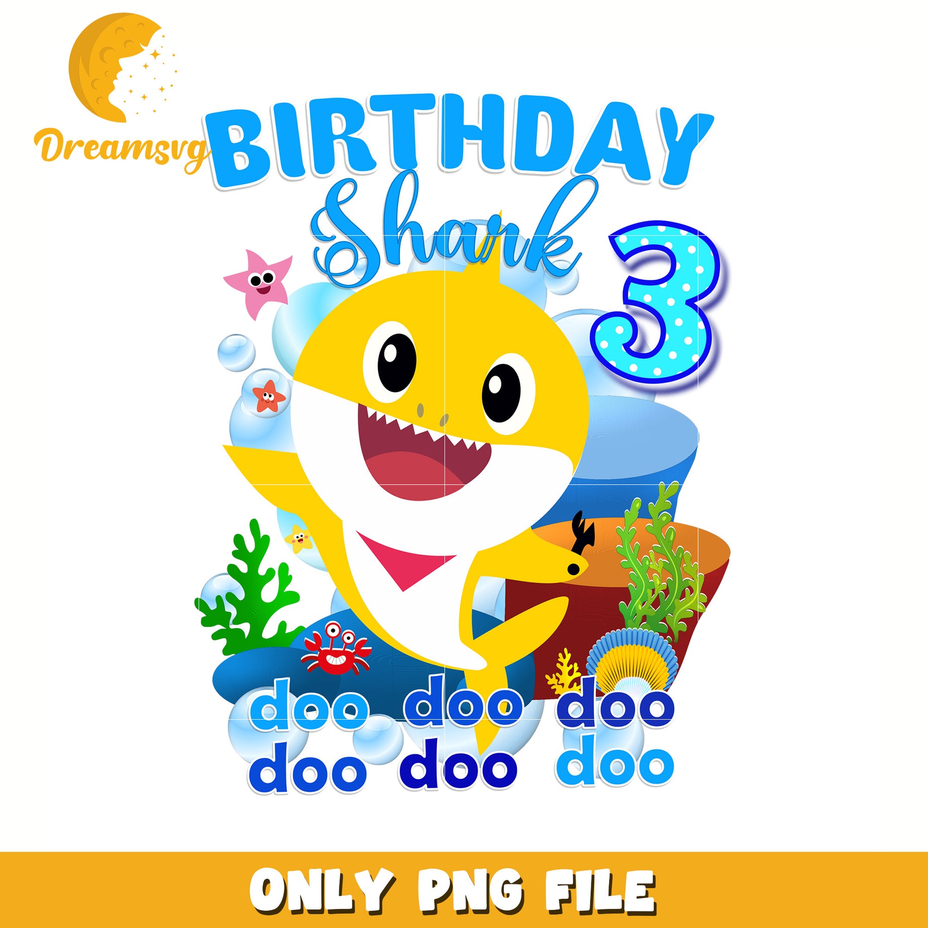 Birthday three years shark png, baby shark toys png, baby shark song png