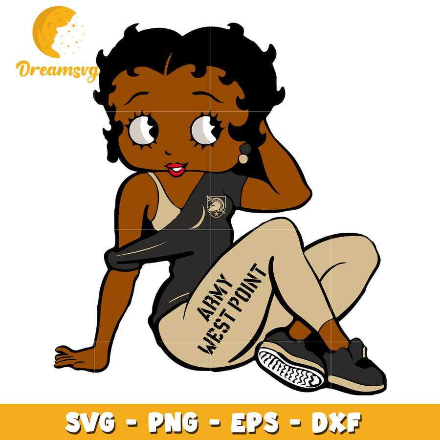 Black Betty Boop Army West Point SVG