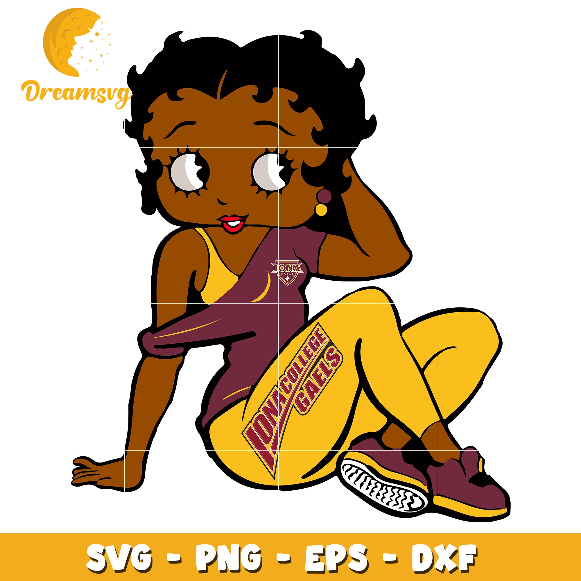 Black Betty Boop Iona Gaels SVG PNG EPS DXF