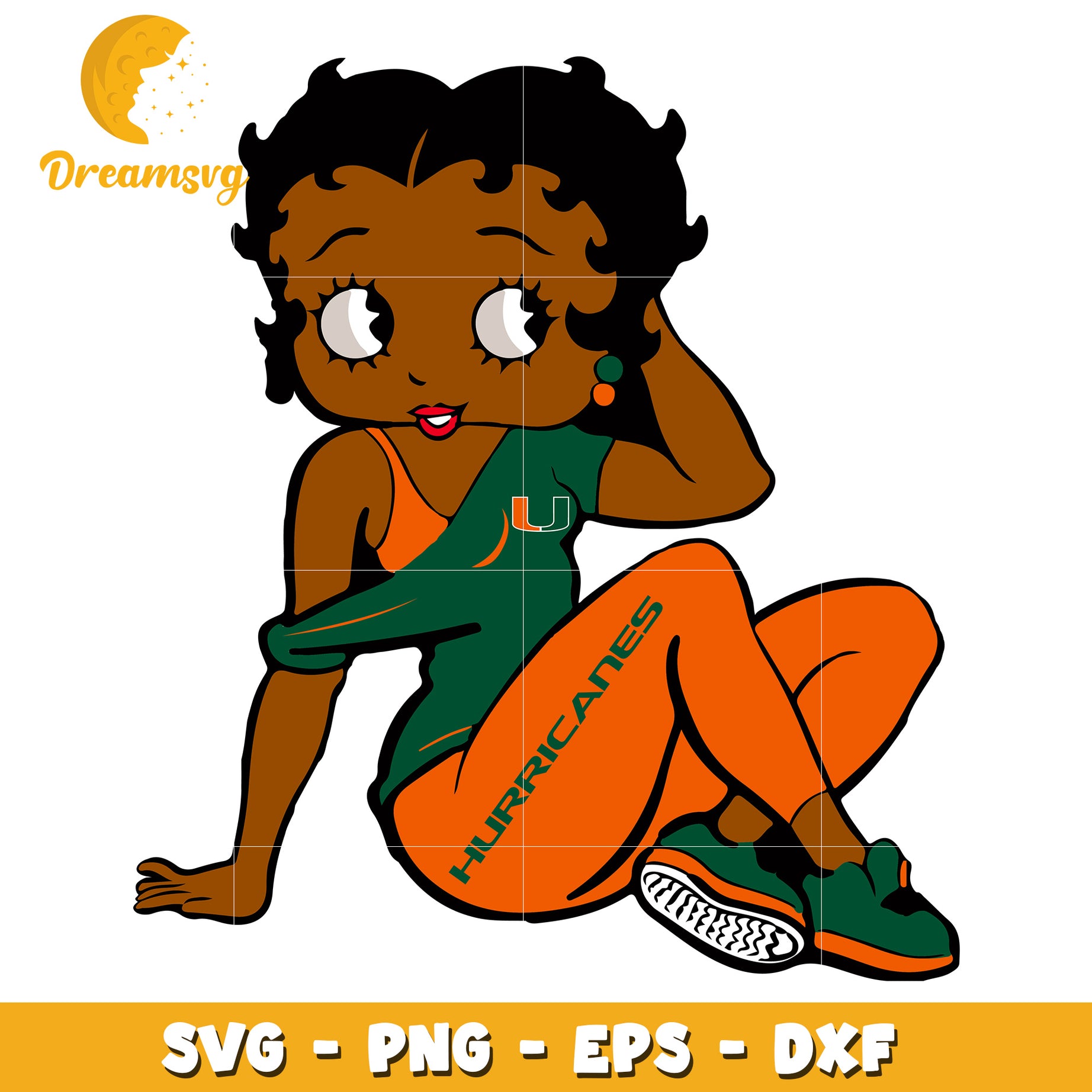 Black Betty Boop Miami Hurricanes SVG