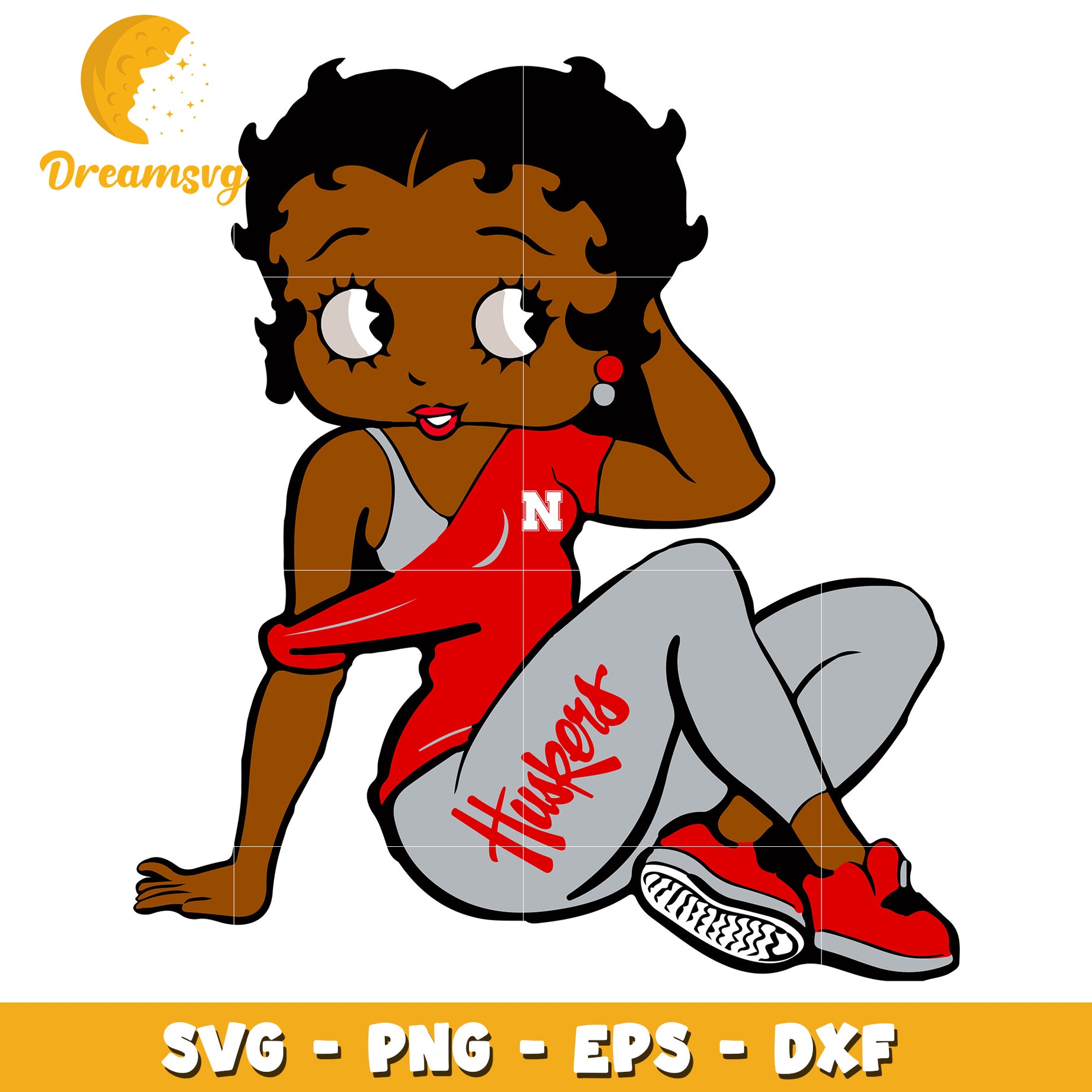 Black Betty Boop Nebraska Huskers SVG