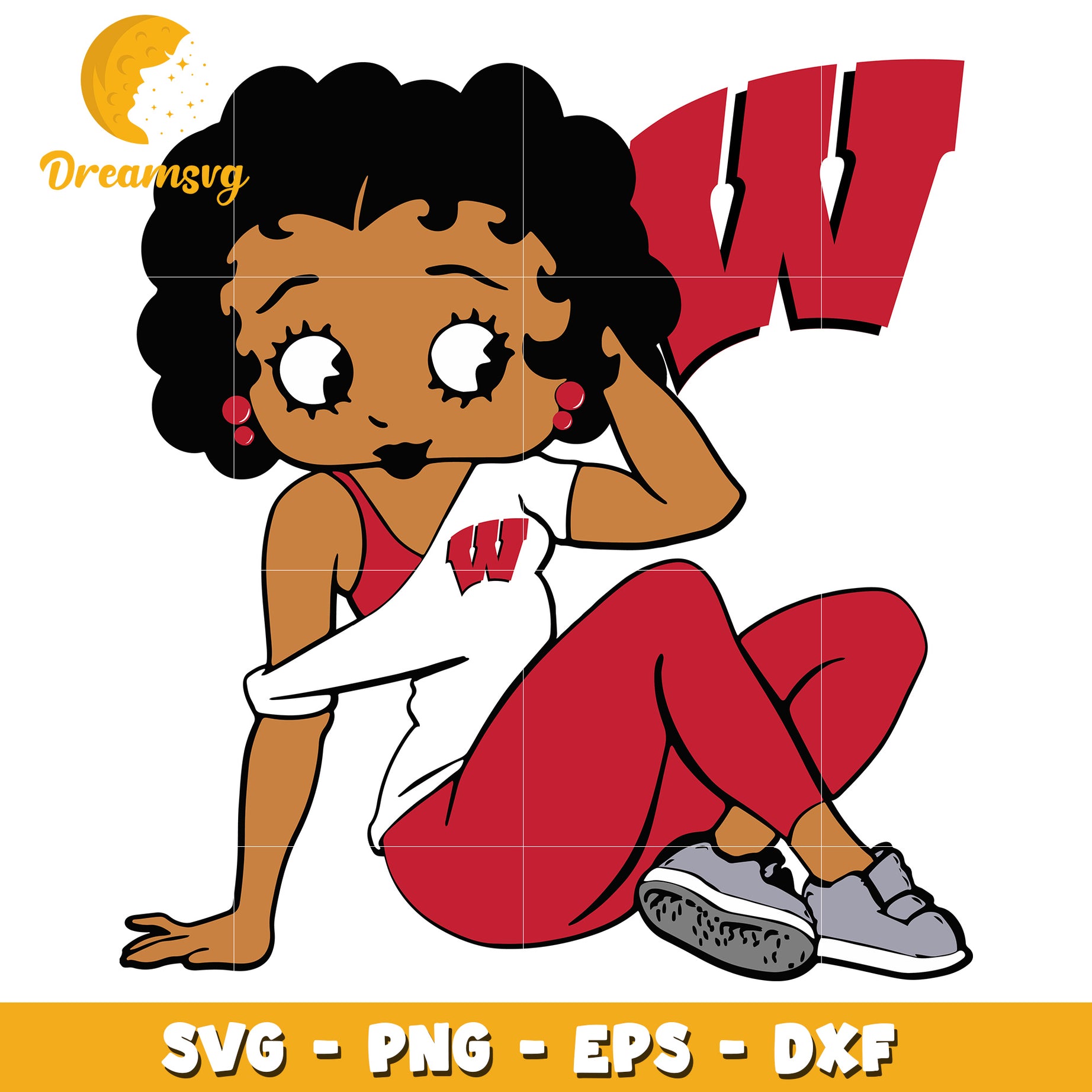 Black Betty Boop Wisconsin SVG PNG EPS DXF