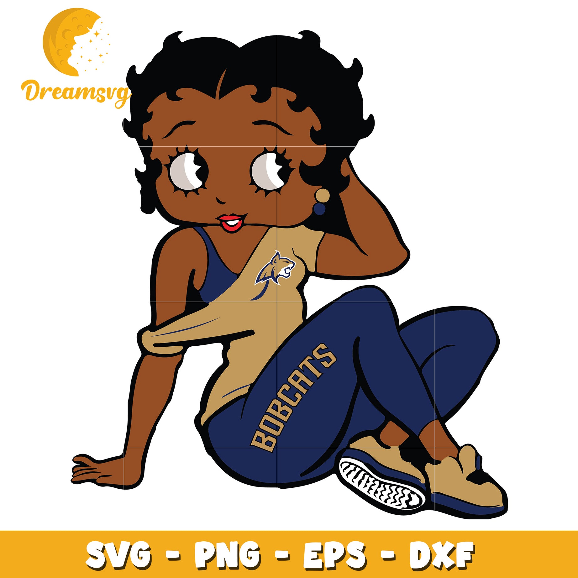 Black Bobcats Betty Boop SVG PNG EPS DXF