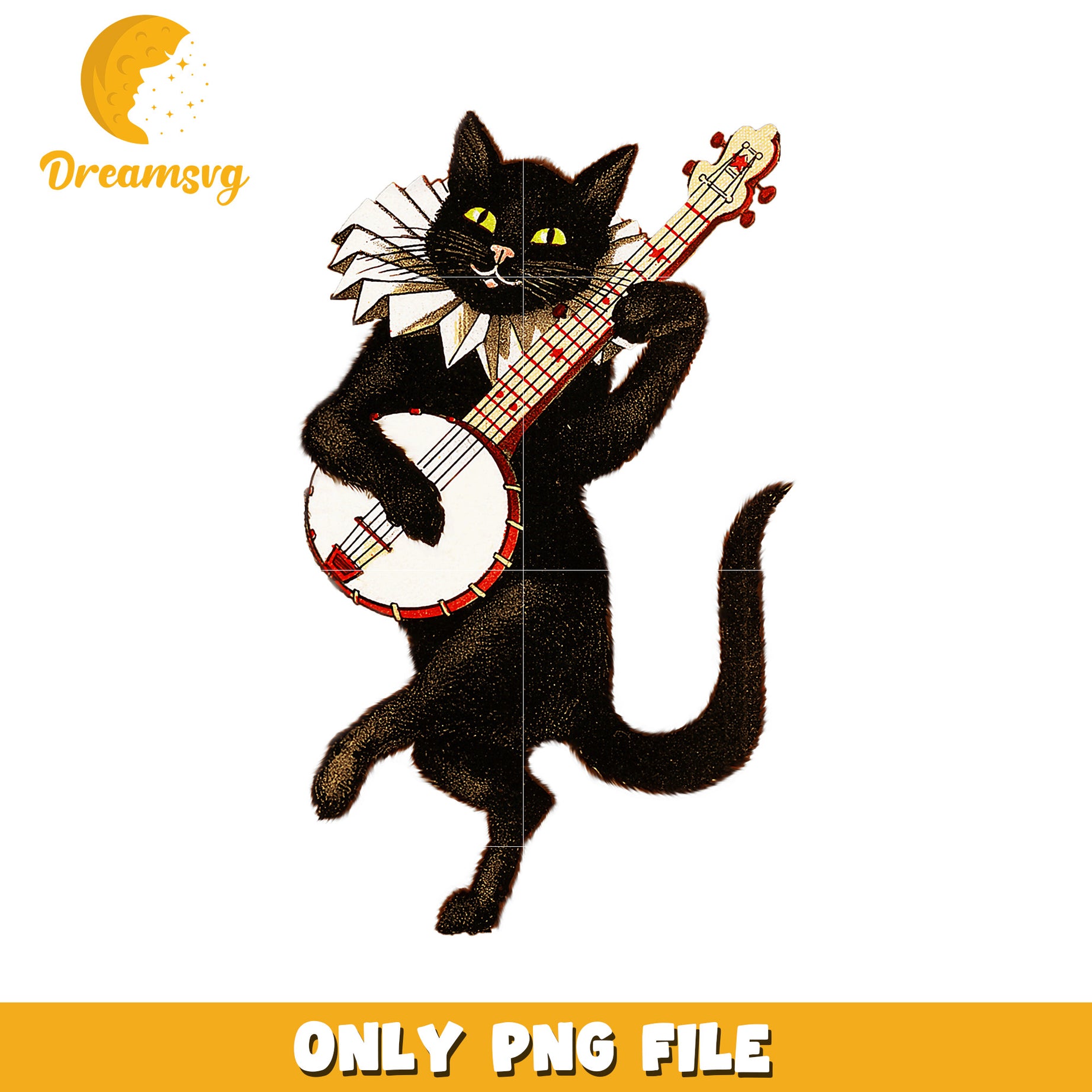 Black Cat Banjo PNG Digital Download