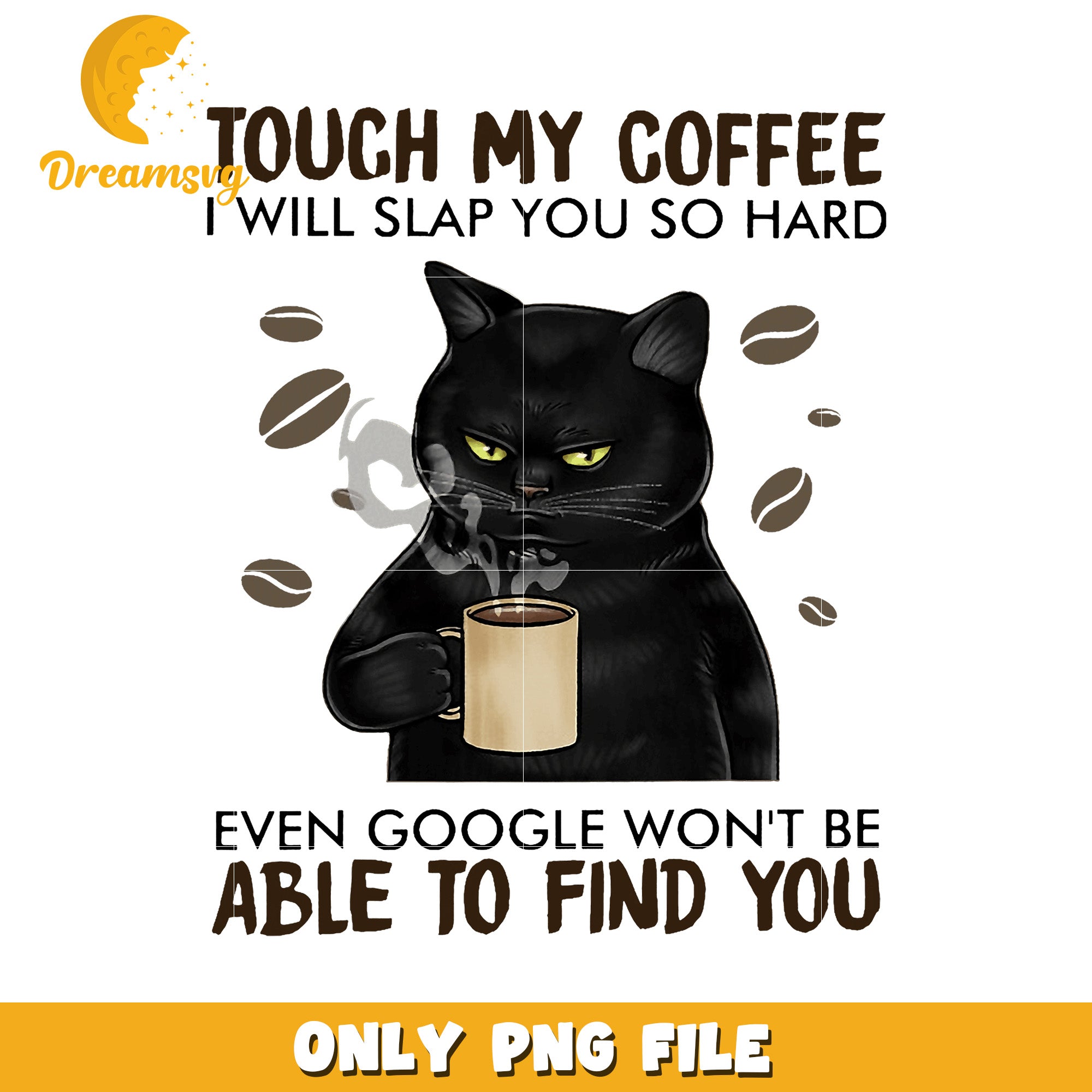Black Cat Coffee PNG Funny Coffee Lover Design