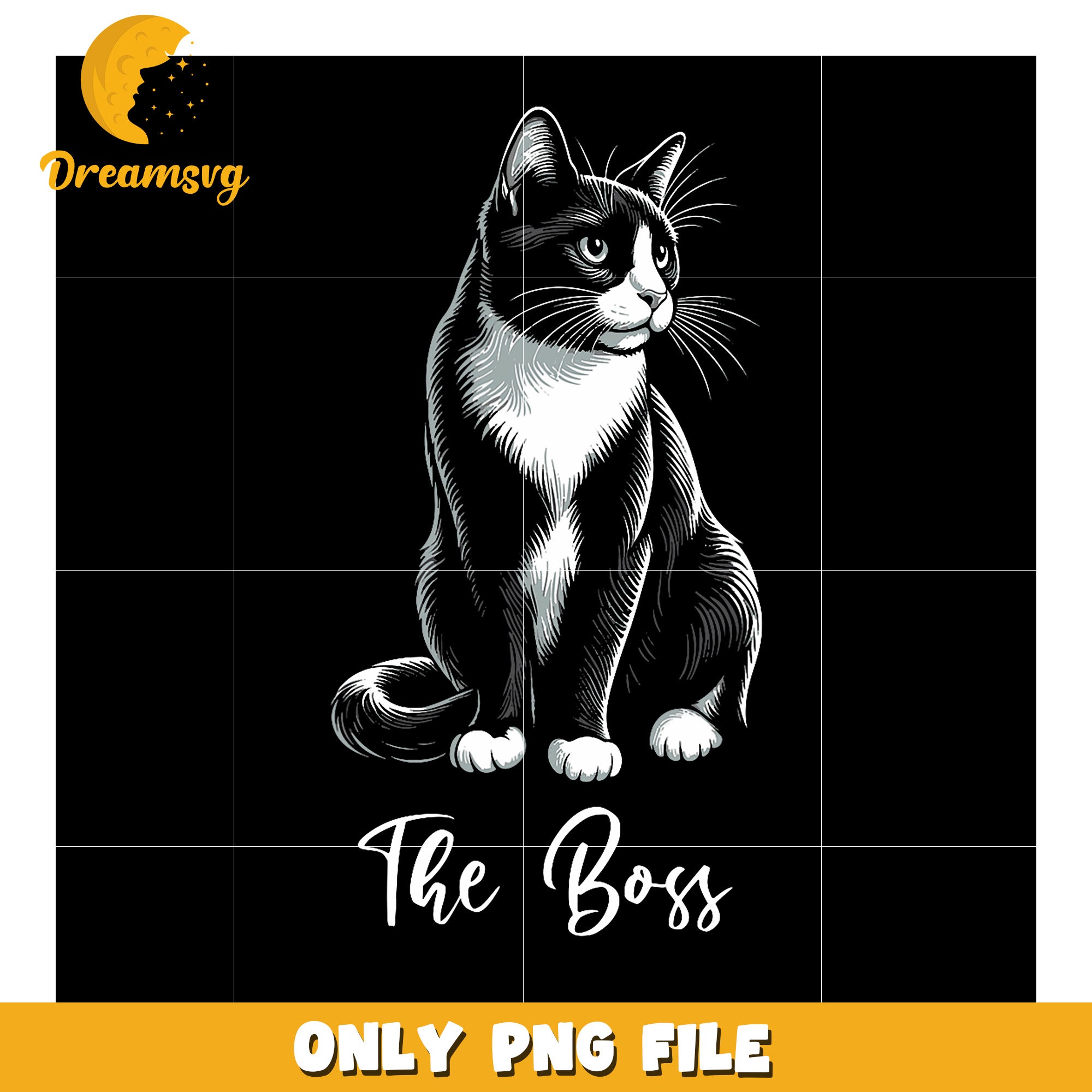 Black Cat The Boss PNG Download – DreamSVG Store