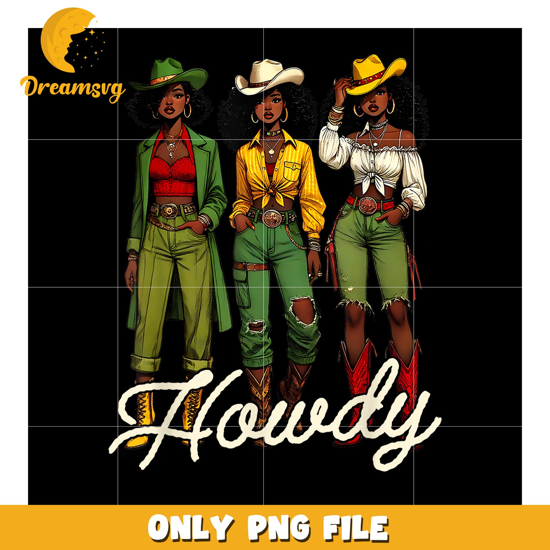 Black Cowgirls PNG Howdy Graphic