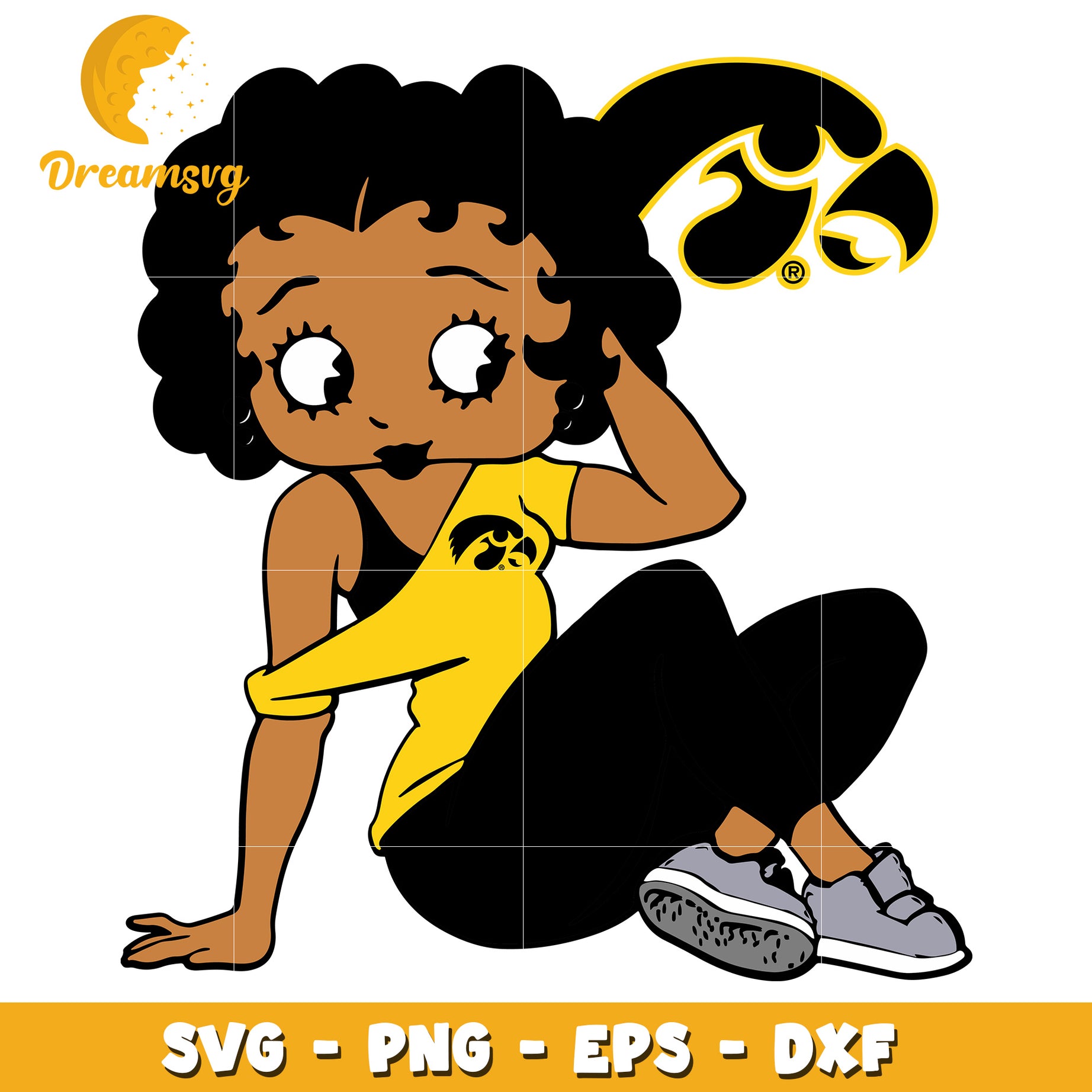 Black Girl Bettie Page Iowa SVG PNG EPS DXF