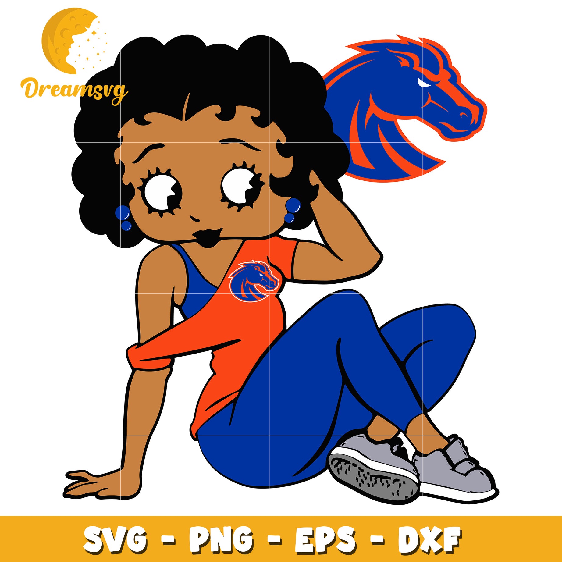 Black Girl Broncos SVG PNG EPS DXF