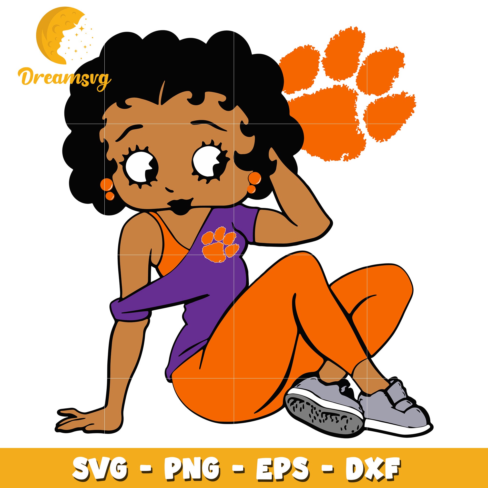 Black Girl Clemson SVG PNG EPS DXF