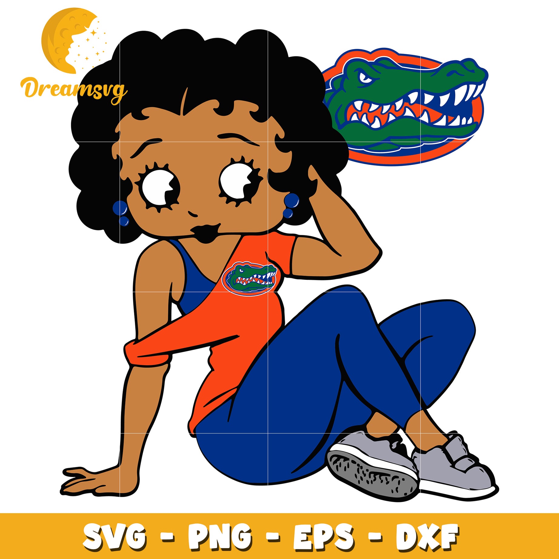 Black Girl Gator SVG PNG EPS DXF Cut File