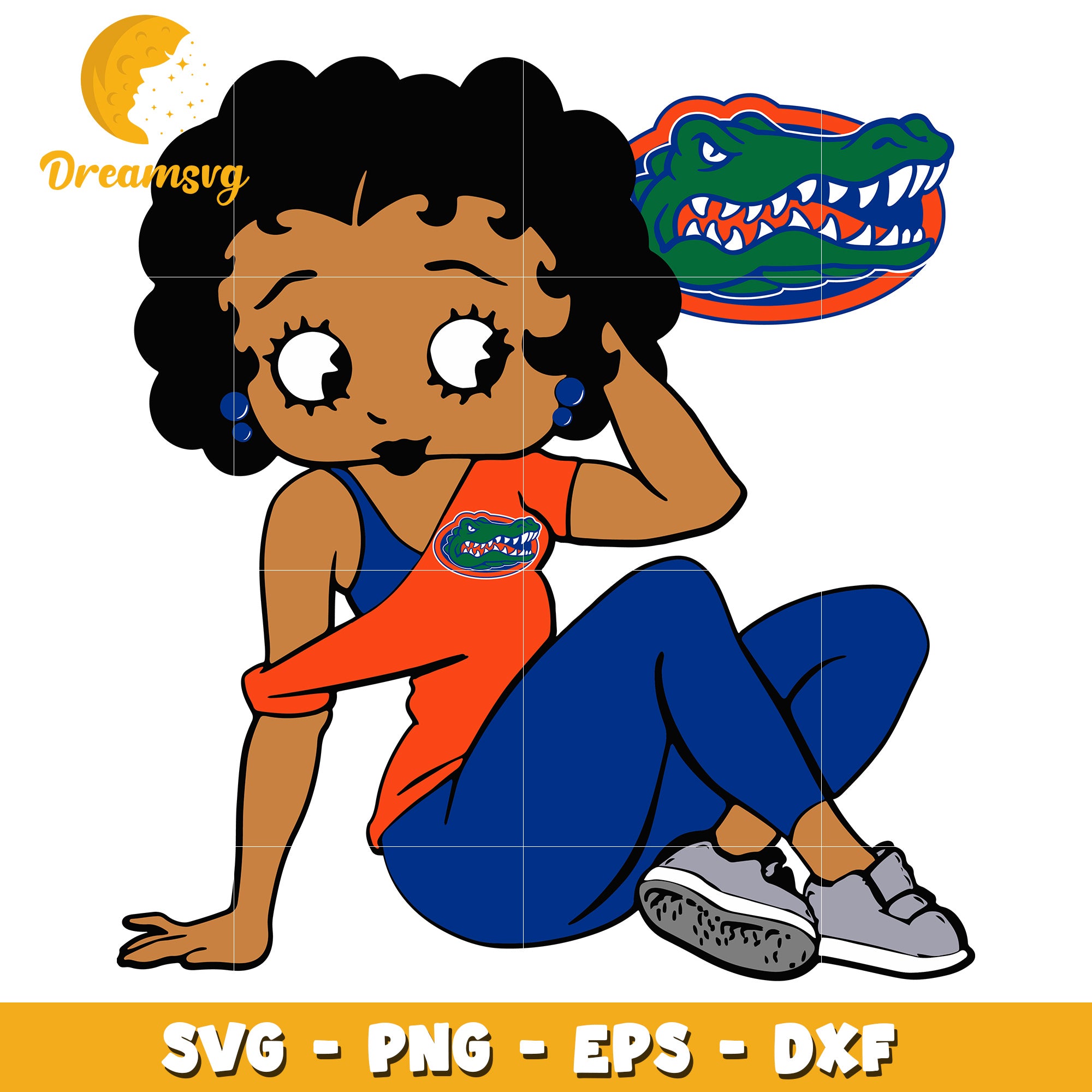 Black Girl Gator SVG PNG EPS DXF Cut File