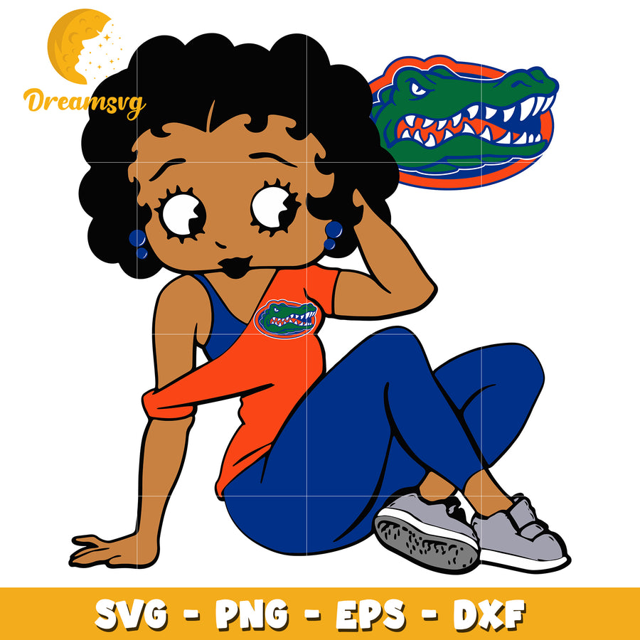 Black Girl Gator SVG PNG EPS DXF Cut File