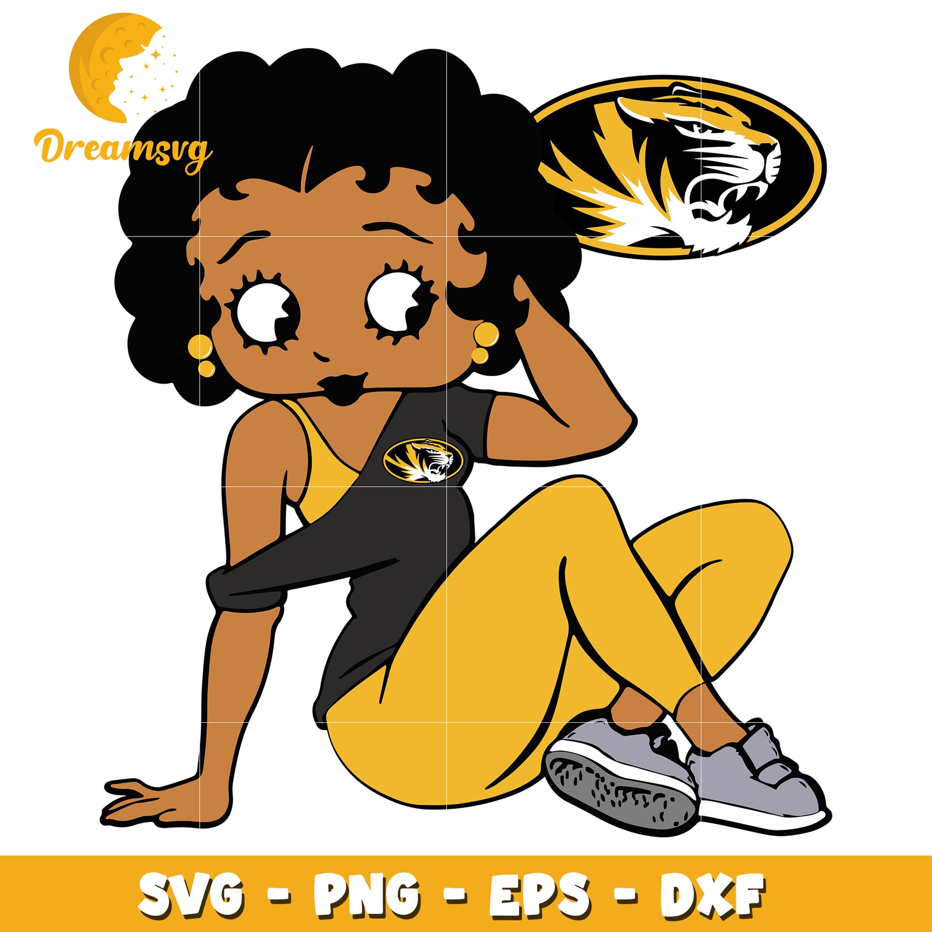 Black Girl Tiger SVG PNG EPS DXF Cut File