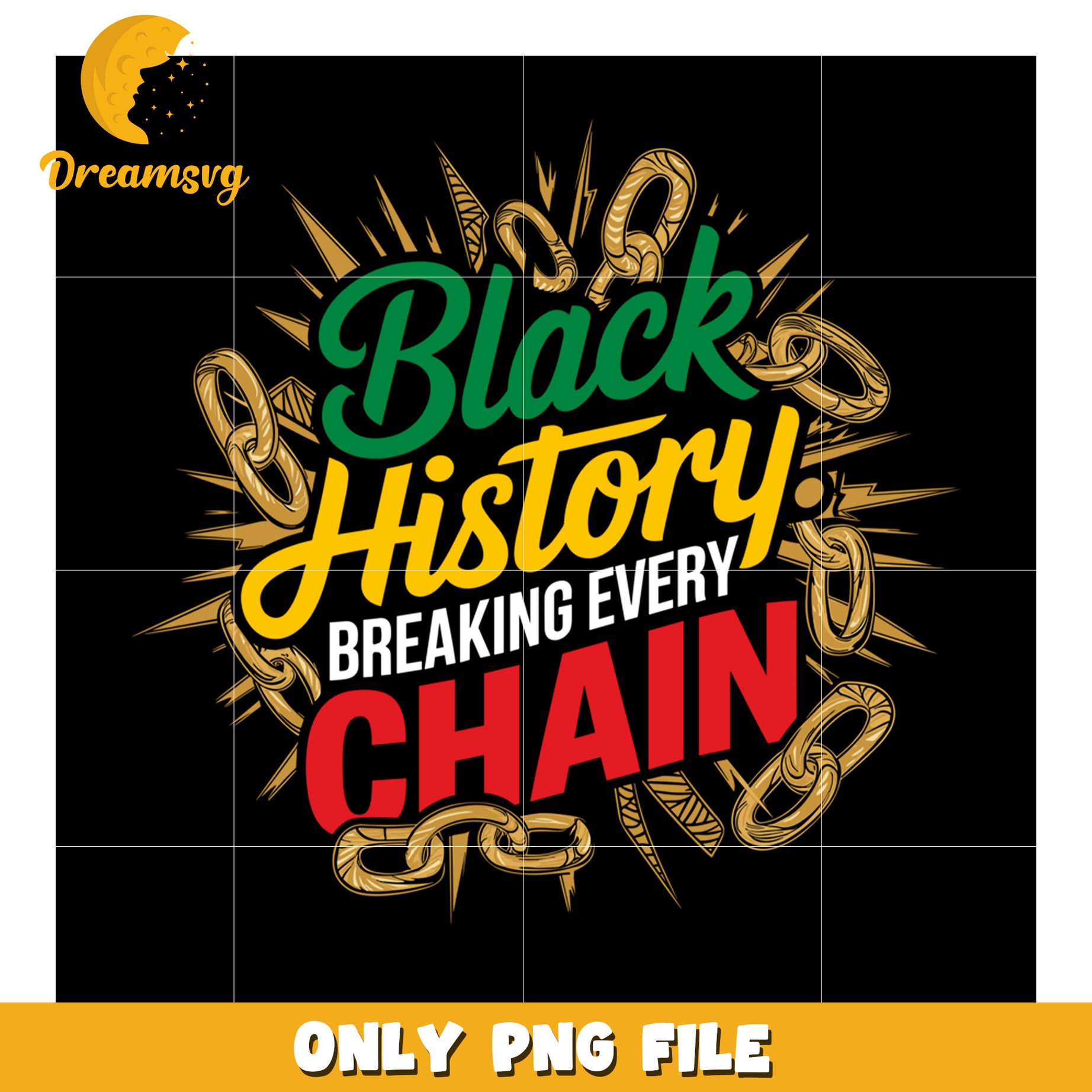 Black History Month PNG Breaking Chains Design