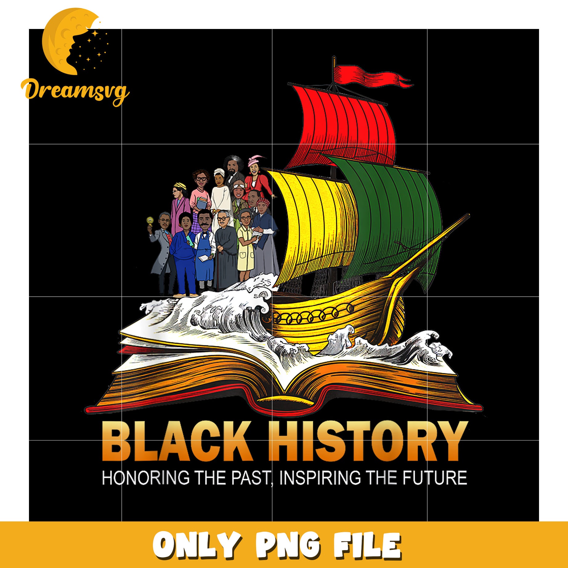 Black History Month PNG Ship & Book Design