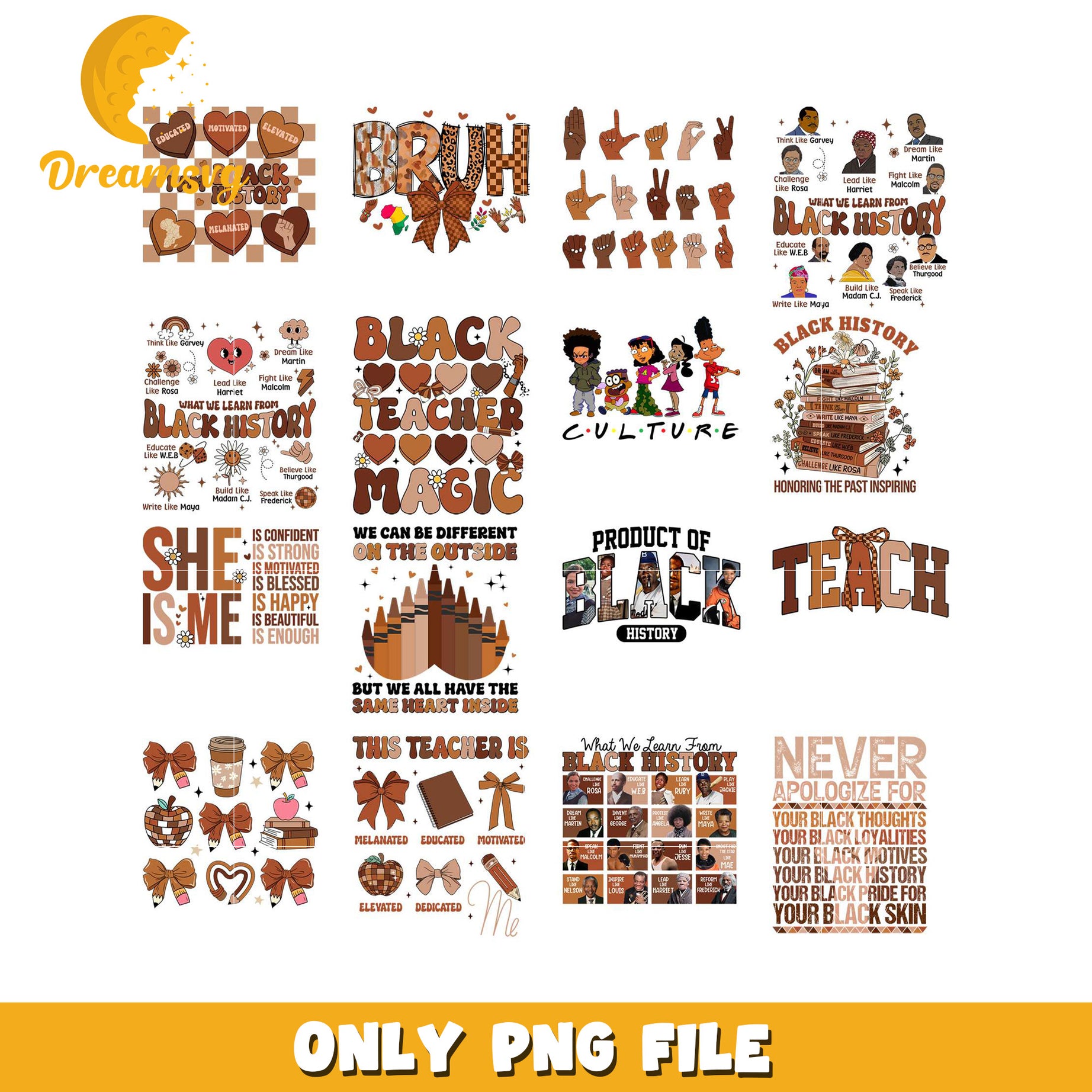 Black History PNG Bundle Designs