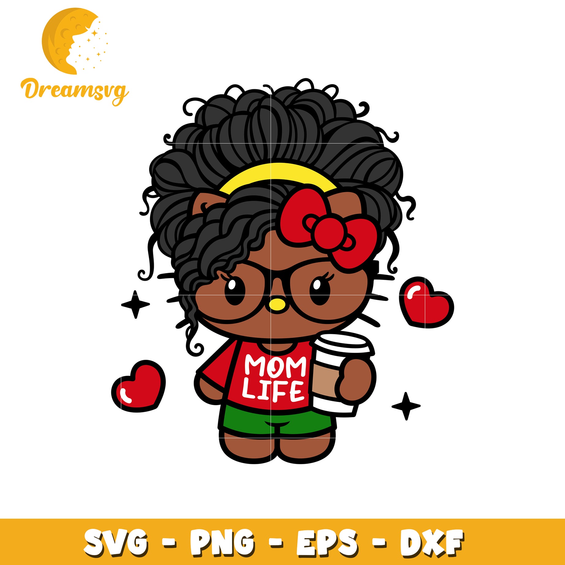 Black Mom Hello Kitty SVG PNG EPS DXF