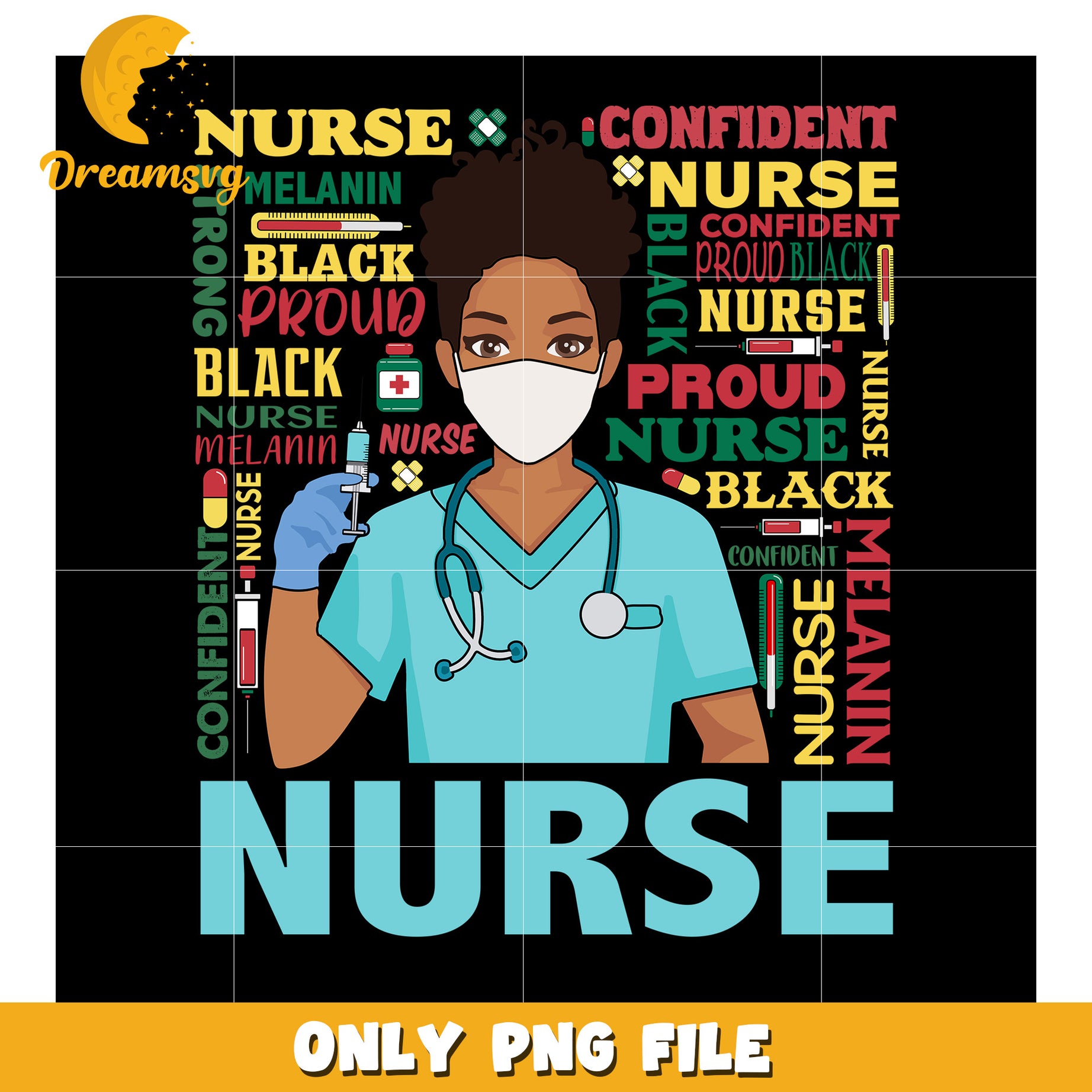 Black Nurse PNG Proud, Strong, Confident