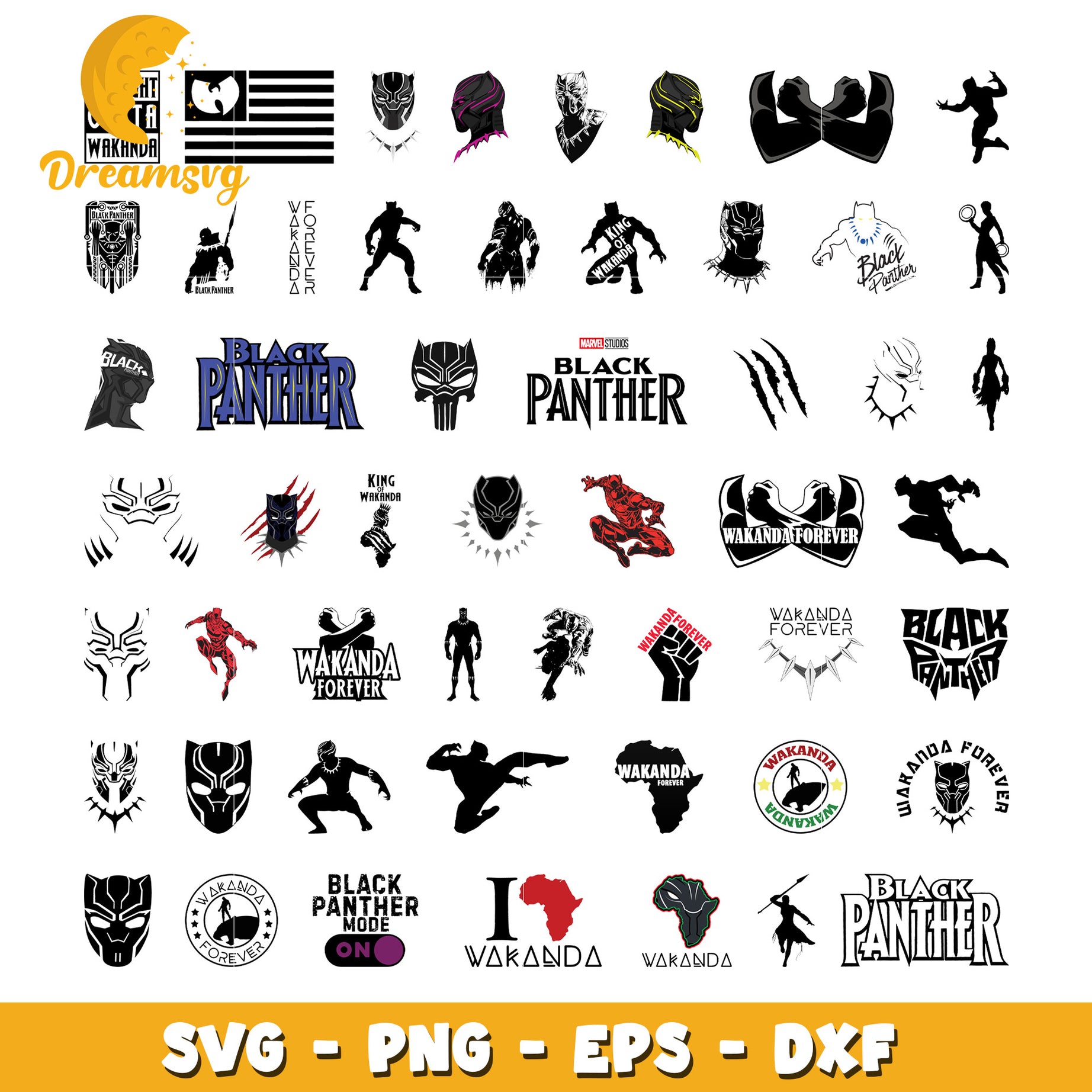 Black panther head design bundle svg, black panther characters​ svg
