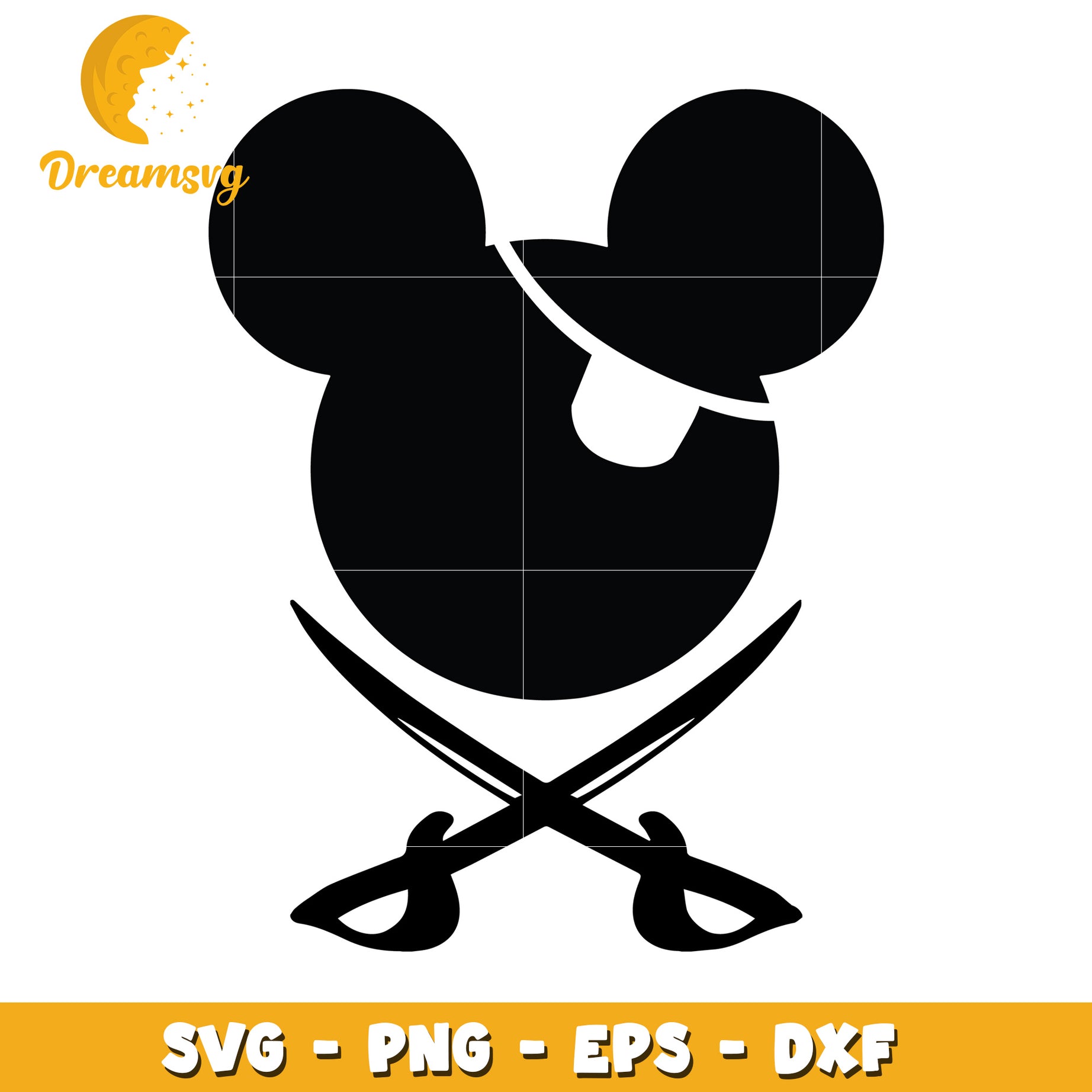 Black Pirate Mouse Silhouette SVG Cut File for Crafts and Design