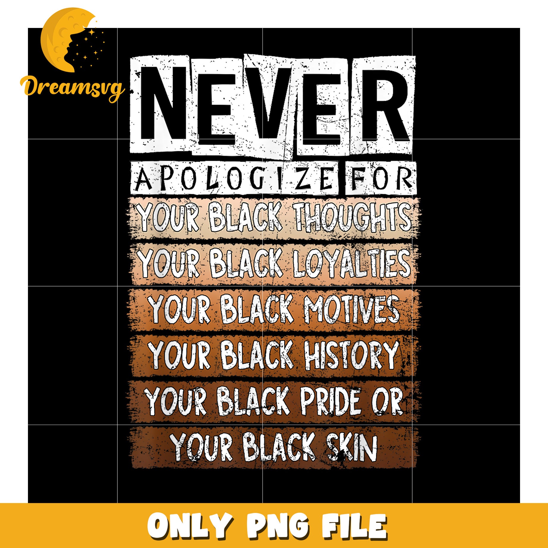 Black Pride PNG Never Apologize Graphic