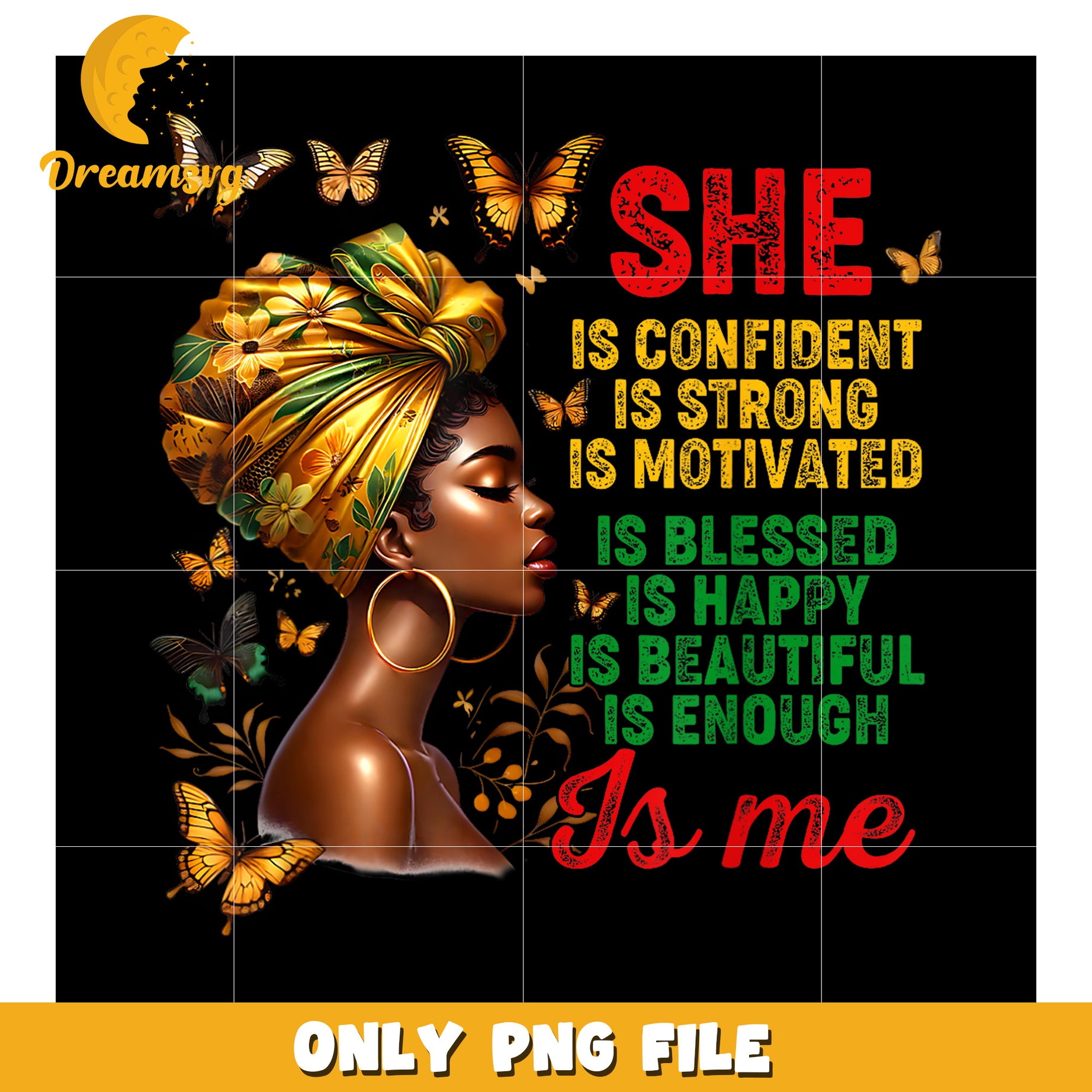 Black Queen PNG Strong, Confident, Blessed