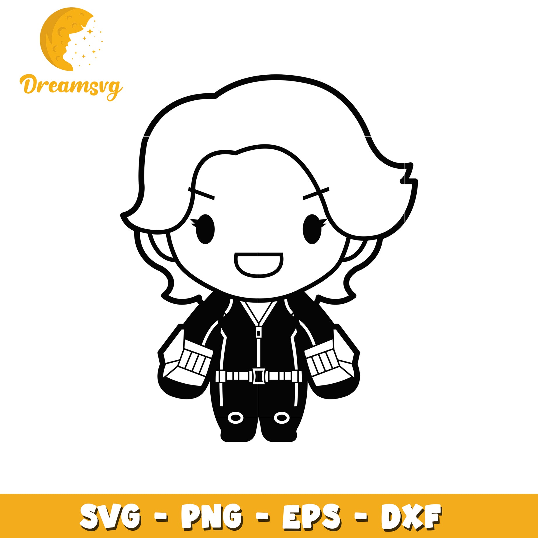 Black Widow PNG, Cute Cartoon SVG for Crafts