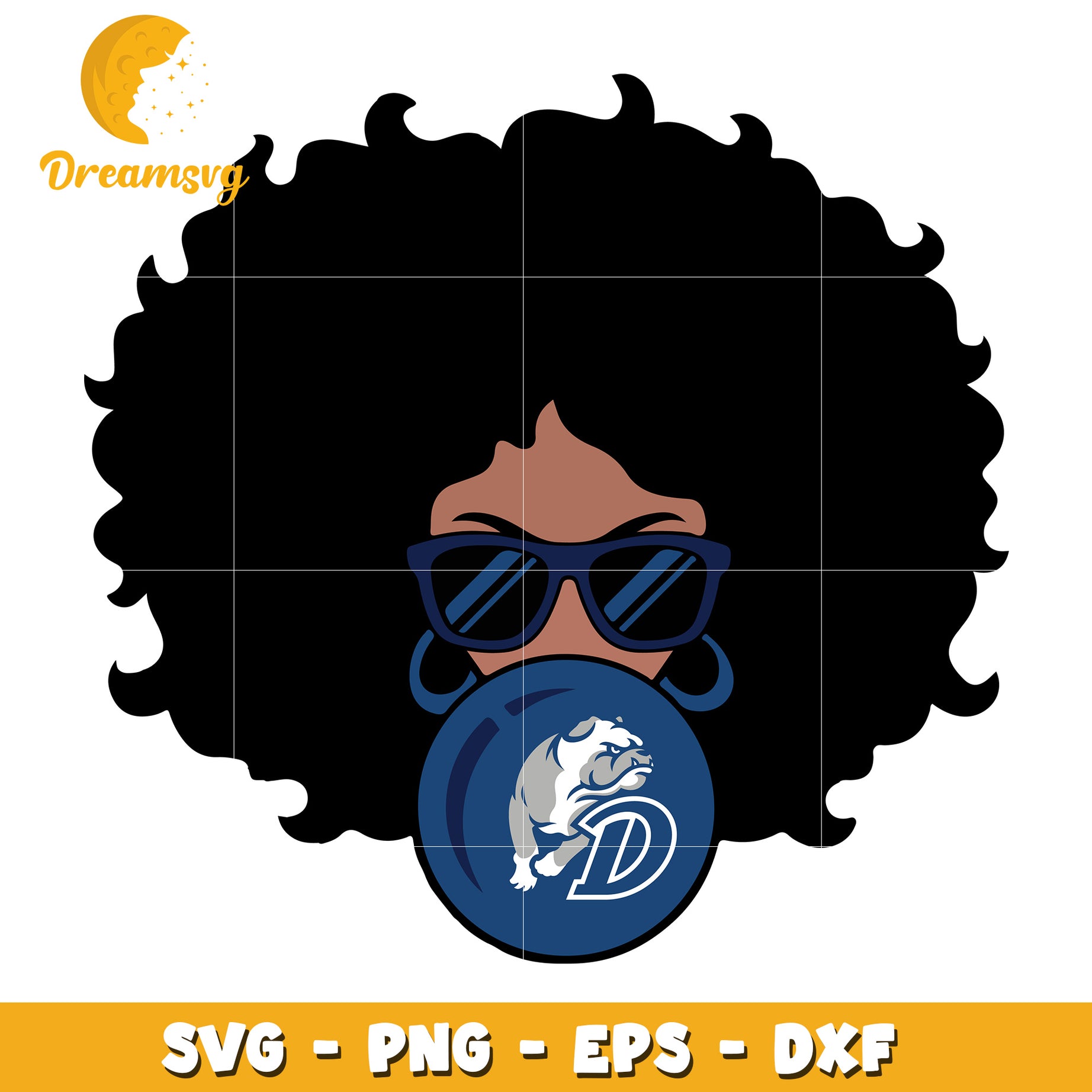 Black Woman Afro Bulldog Mask SVG PNG EPS DXF